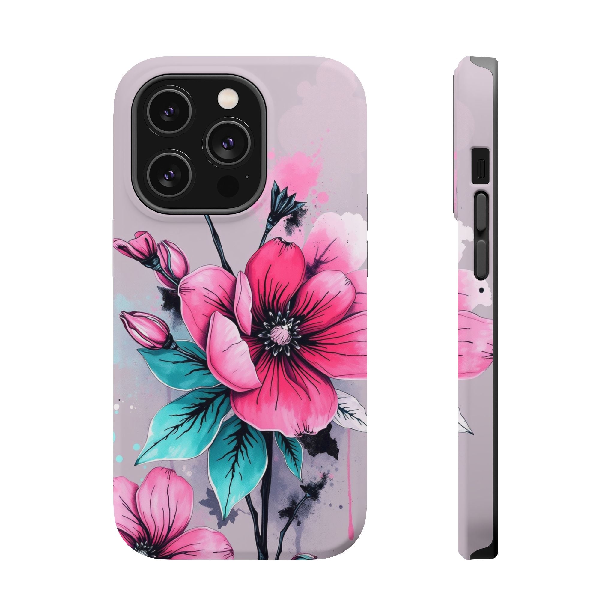 iPhone Mint And Blush Floral Ink Wash Slim Everyday Designer Case · iPhone Case