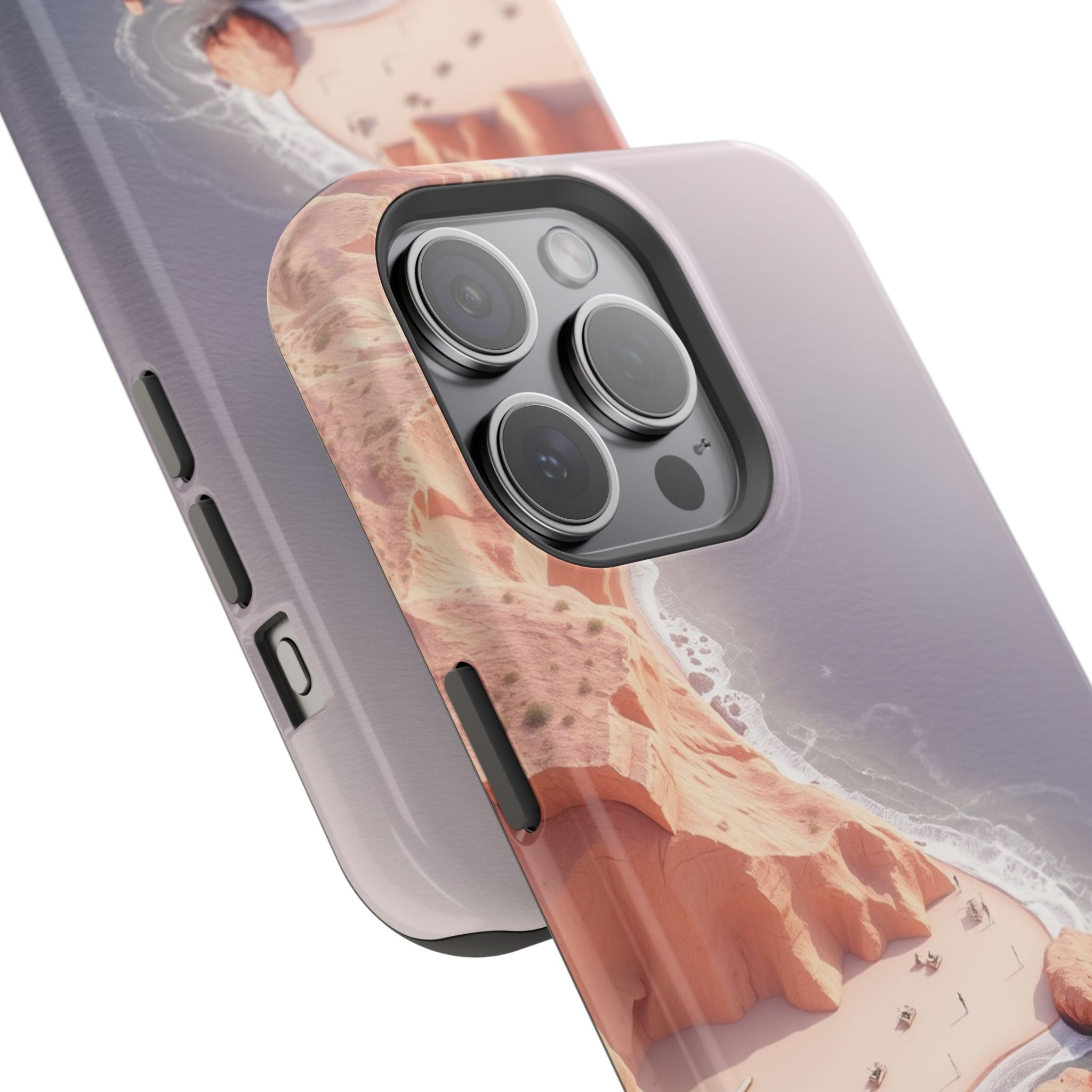 iPhone Rose Pink And Cream Shoreline Aerial Soft iPhone 17 Finish · iPhone Case