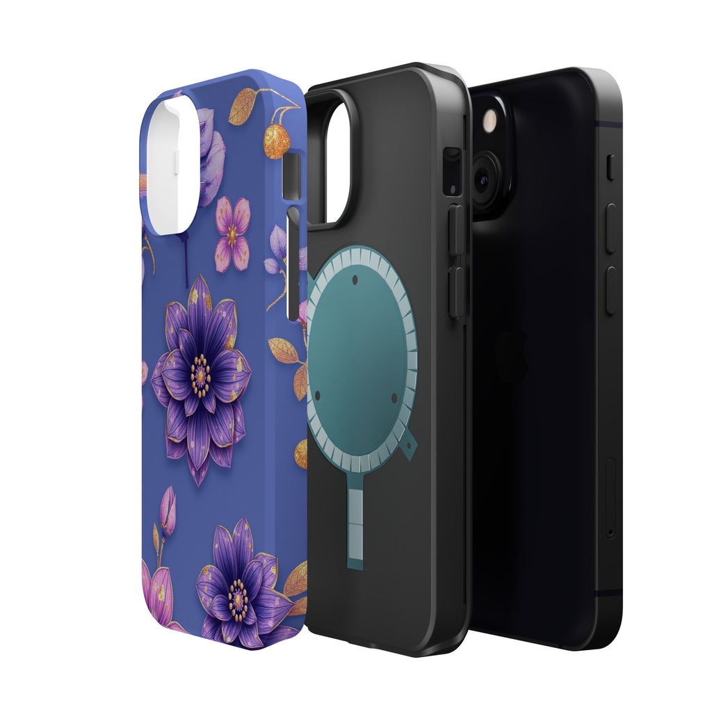 iPhone Indigo And Violet Floral Gold Foil Slim iPhone Everyday Designer · iPhone