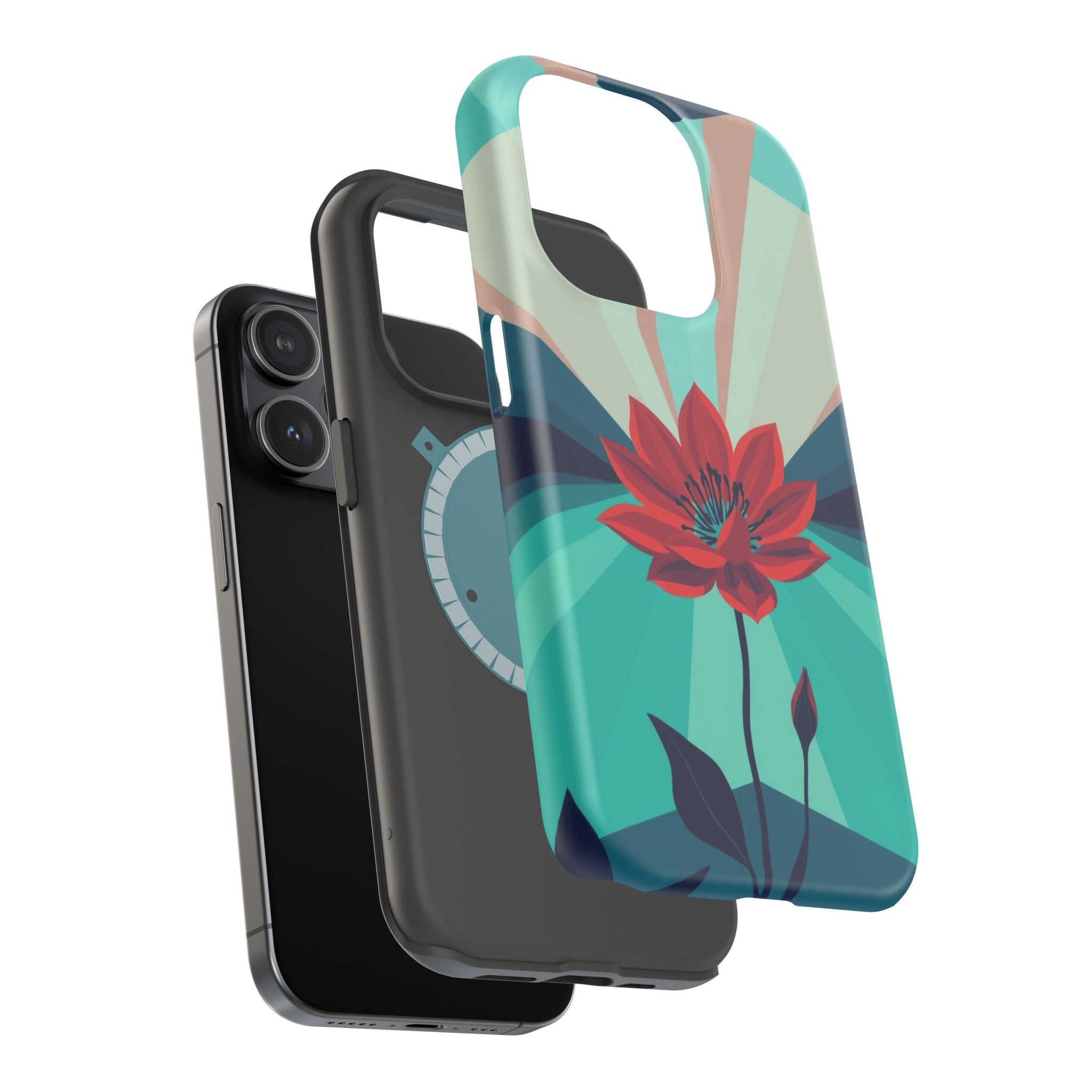iPhone Teal And Coral Night Bloomer Slim Everyday Designer Case · iPhone Case