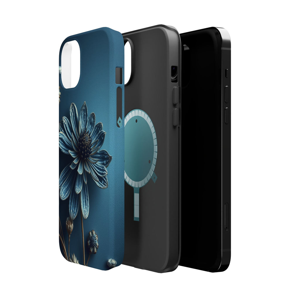 iPhone Midnight Blue And Silver Dried Flower Flat Lay iPhone 15 · iPhone Case