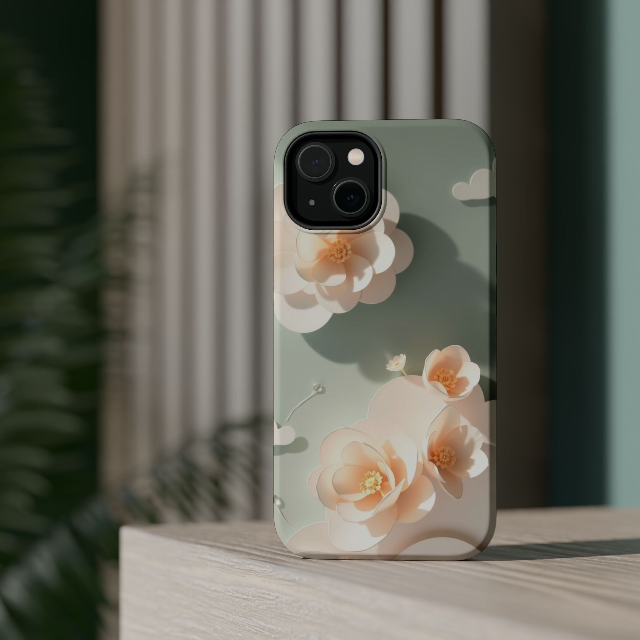 iPhone Sage And Ivory Pastel Floral Cloud Slim iPhone Everyday Designer · iPhone
