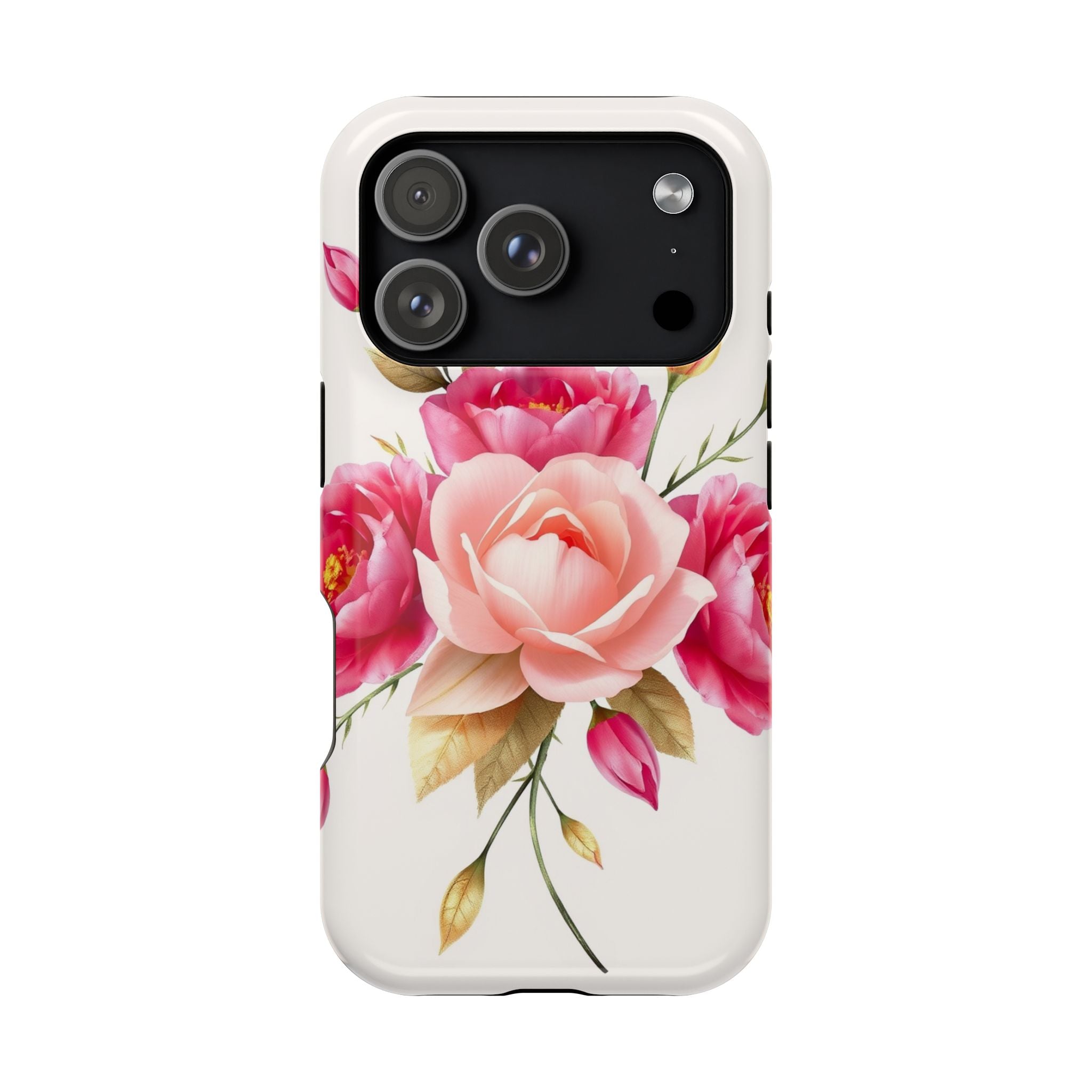 iPhone Rose Pink And Cream Neon Floral Slim Everyday Designer Case · iPhone Case
