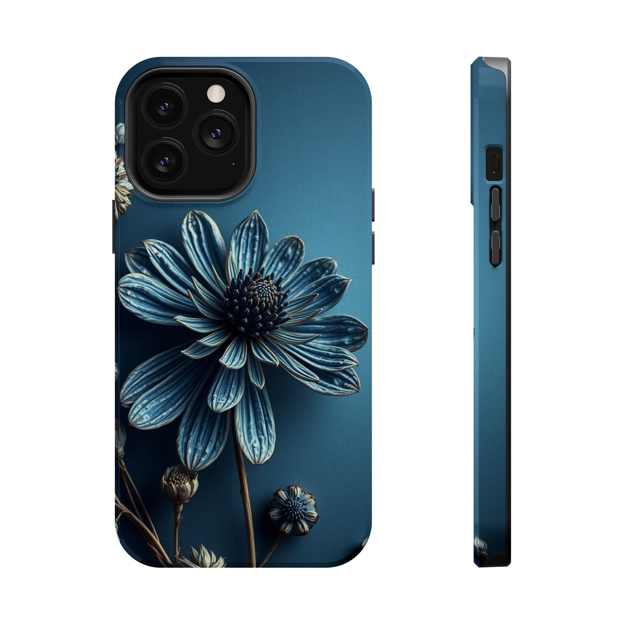 iPhone Midnight Blue And Silver Dried Flower Flat Lay iPhone 15 · iPhone Case