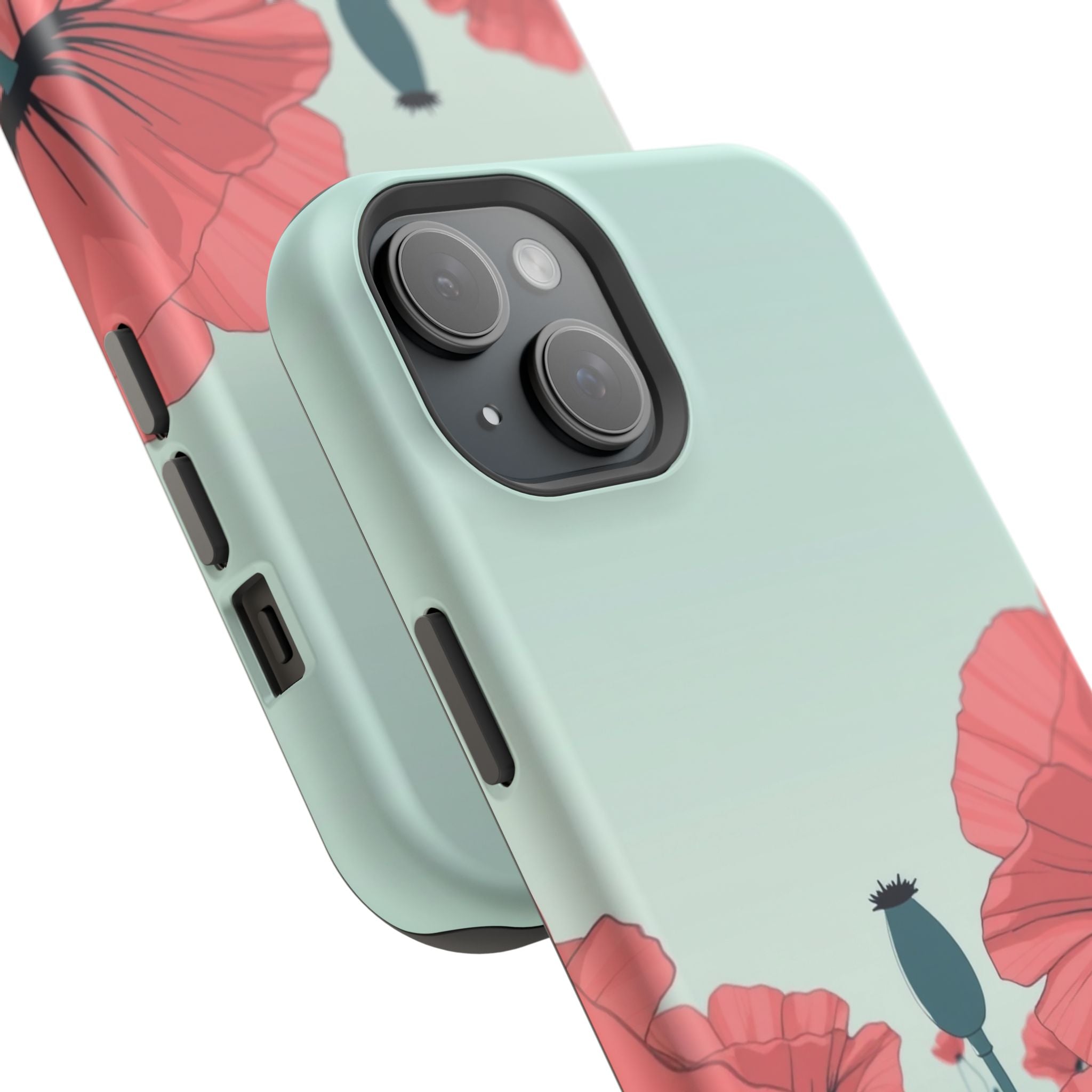 iPhone Mint And Blush Poppy Field Bold Modern Everyday Snap Case · iPhone Case
