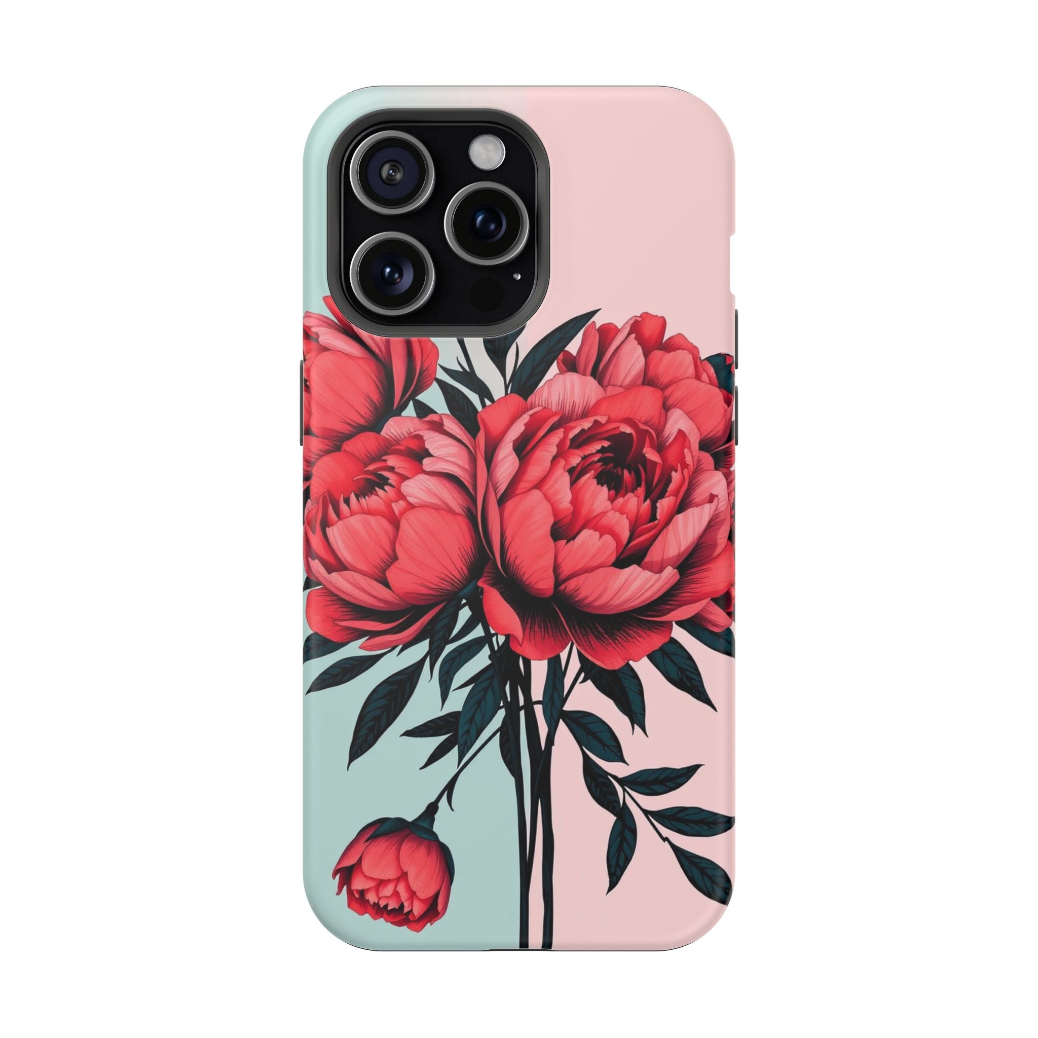 iPhone Teal And Coral Peony Bouquet Artistic Everyday Cas Slim Snap Case · iPhon