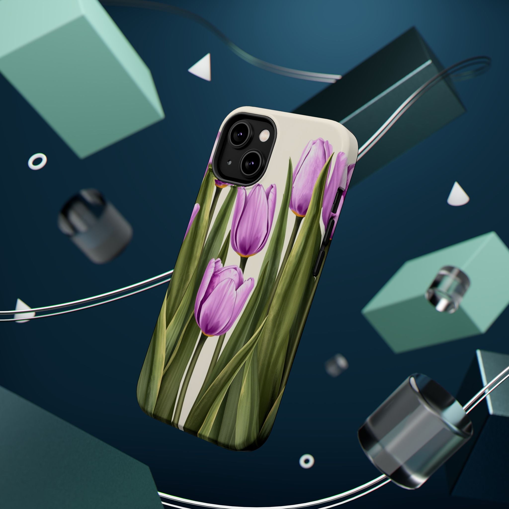 iPhone Tulip Row Electric Art 14 Bold Modern Everyday Snap Case · iPhone Case