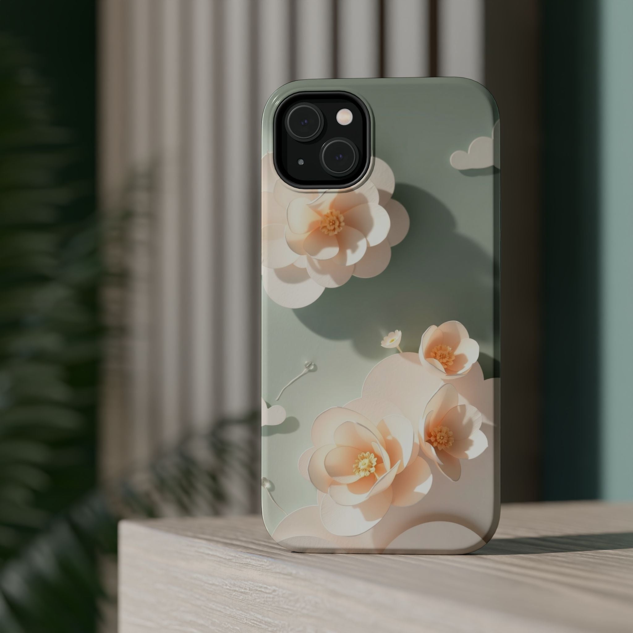 iPhone Sage And Ivory Pastel Floral Cloud Slim iPhone Everyday Designer · iPhone