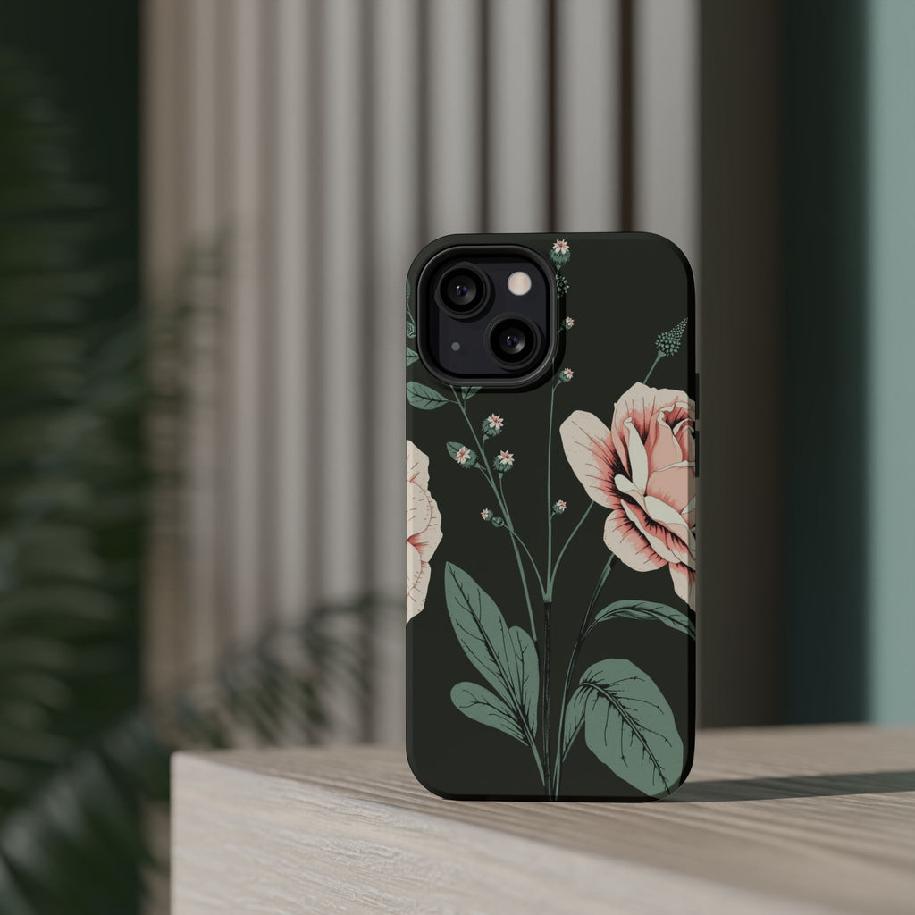 iPhone Mint And Blush Vintage Botanical Print Slim Everyday Designer Case · iPho