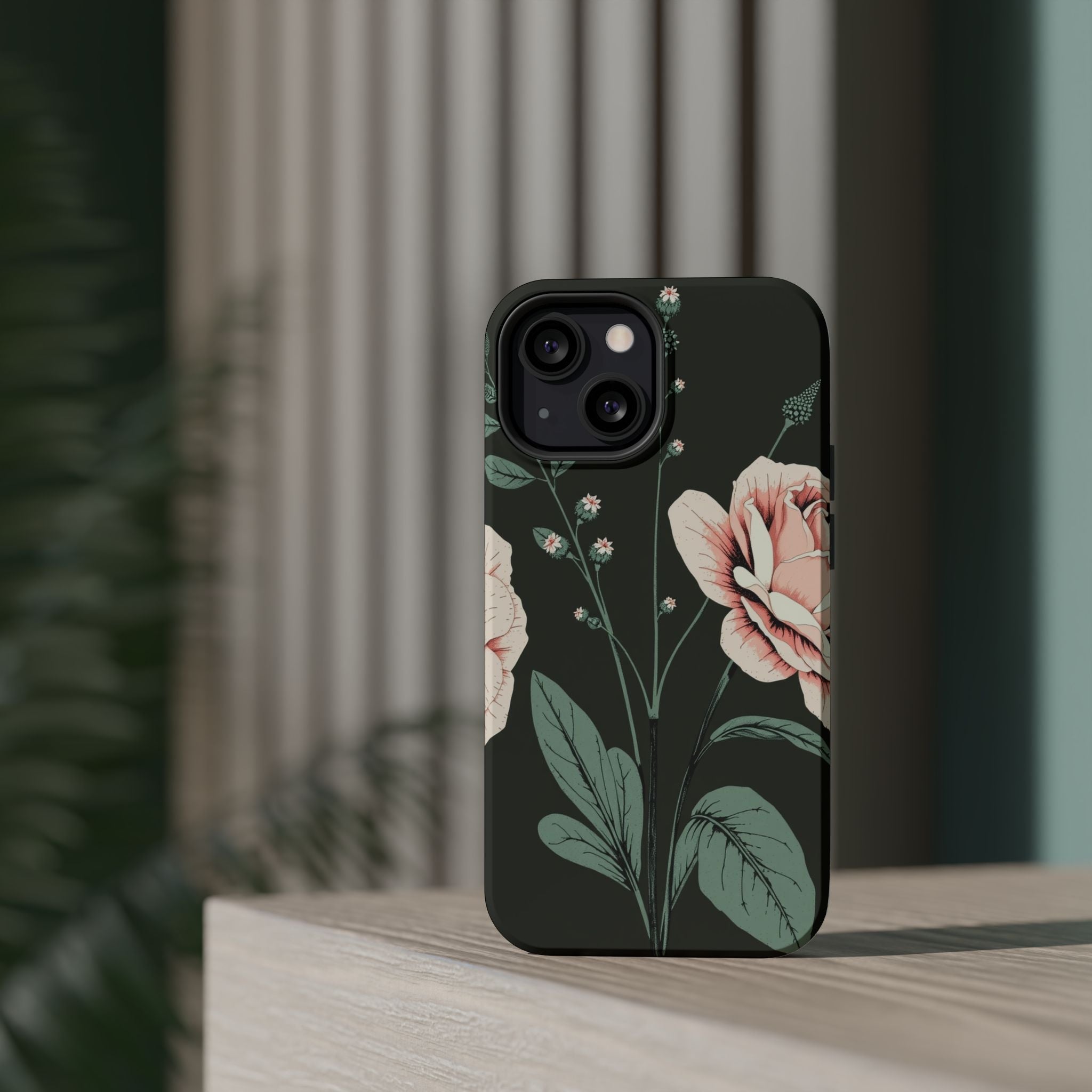 iPhone Mint And Blush Vintage Botanical Print Slim Everyday Designer Case · iPho