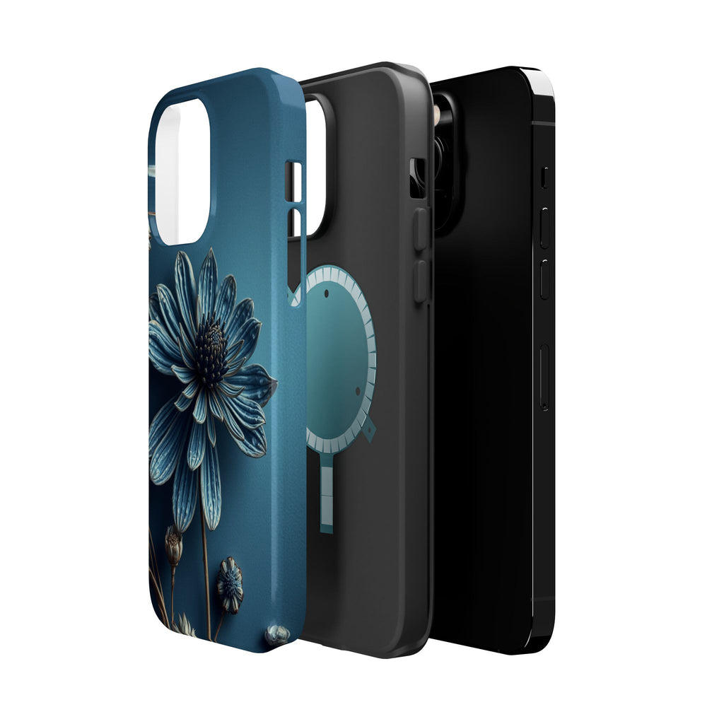 iPhone Midnight Blue And Silver Dried Flower Flat Lay iPhone 15 · iPhone Case