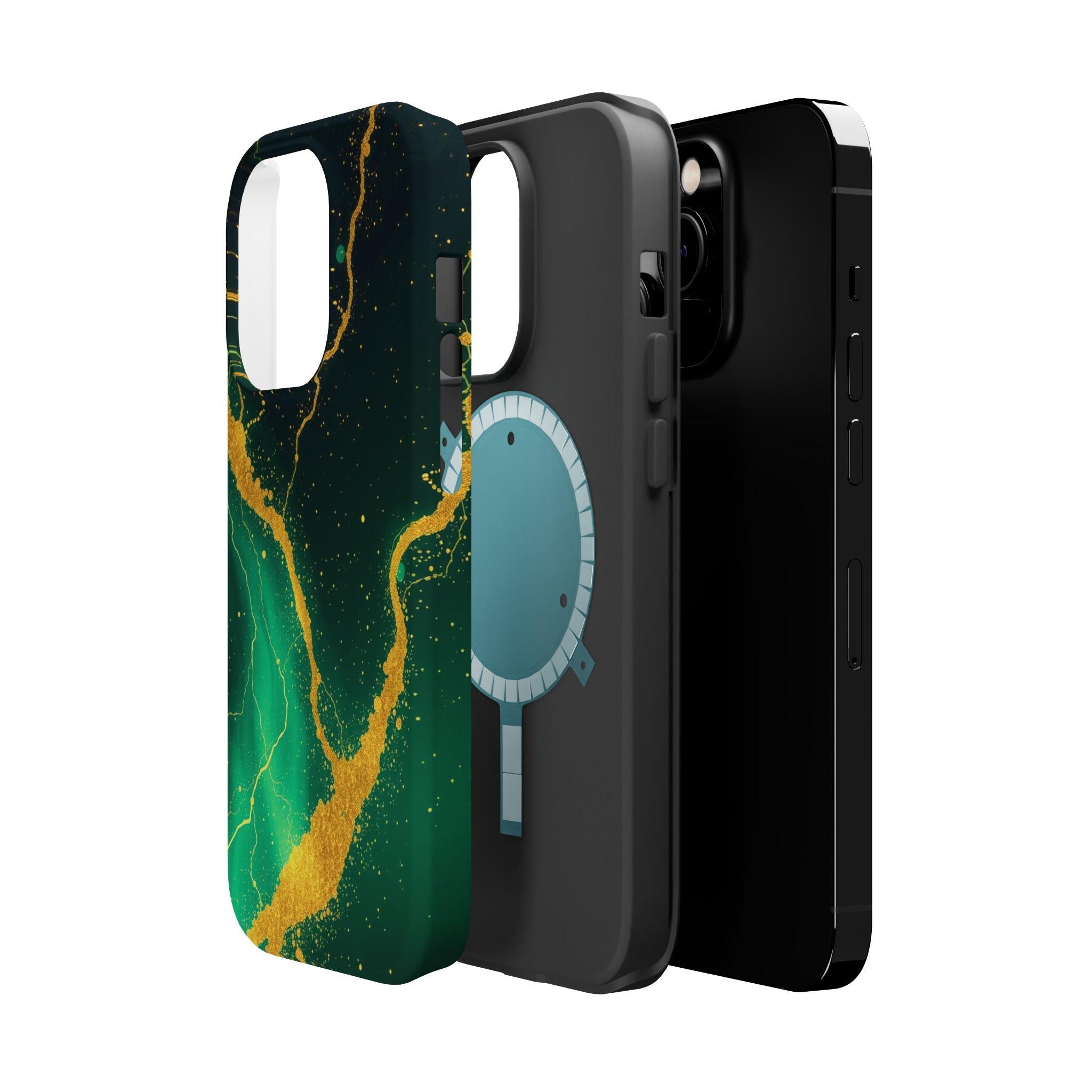 iPhone Emerald Green And Gold Petal Storm Slim iPhone Everyday Designer · iPhone