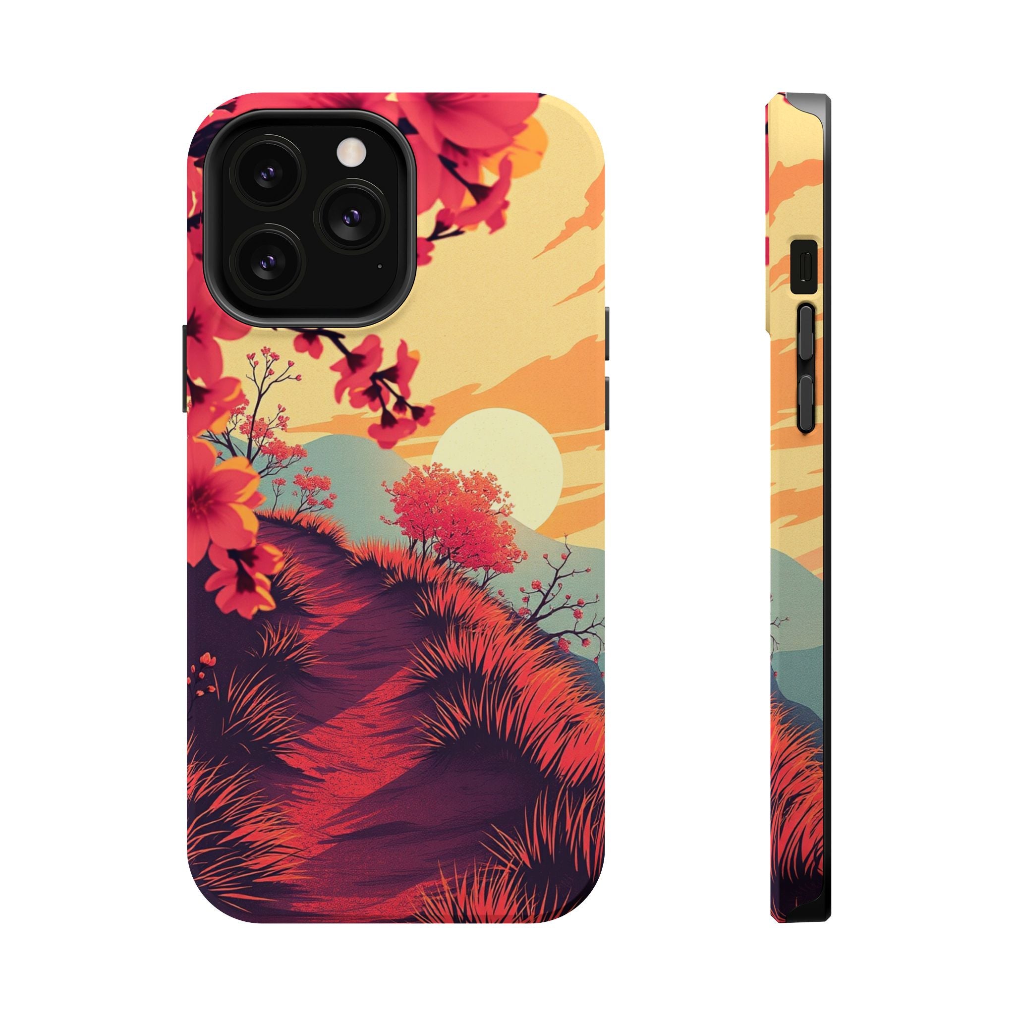 iPhone Sunset Amber And Peach Blossom Trail Soft iPhone 15 Finish · iPhone Case
