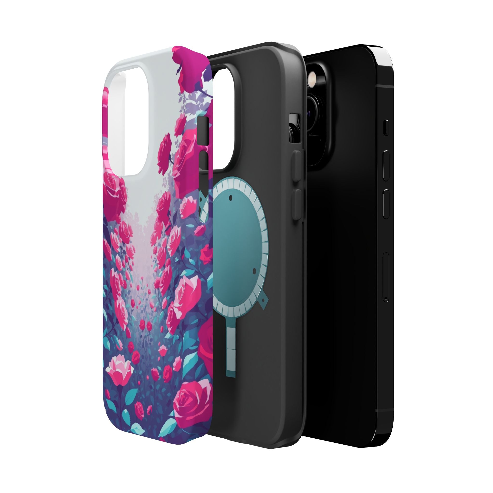 iPhone Cyan And Magenta Rose Garden Slim Everyday Designer Case · iPhone Case