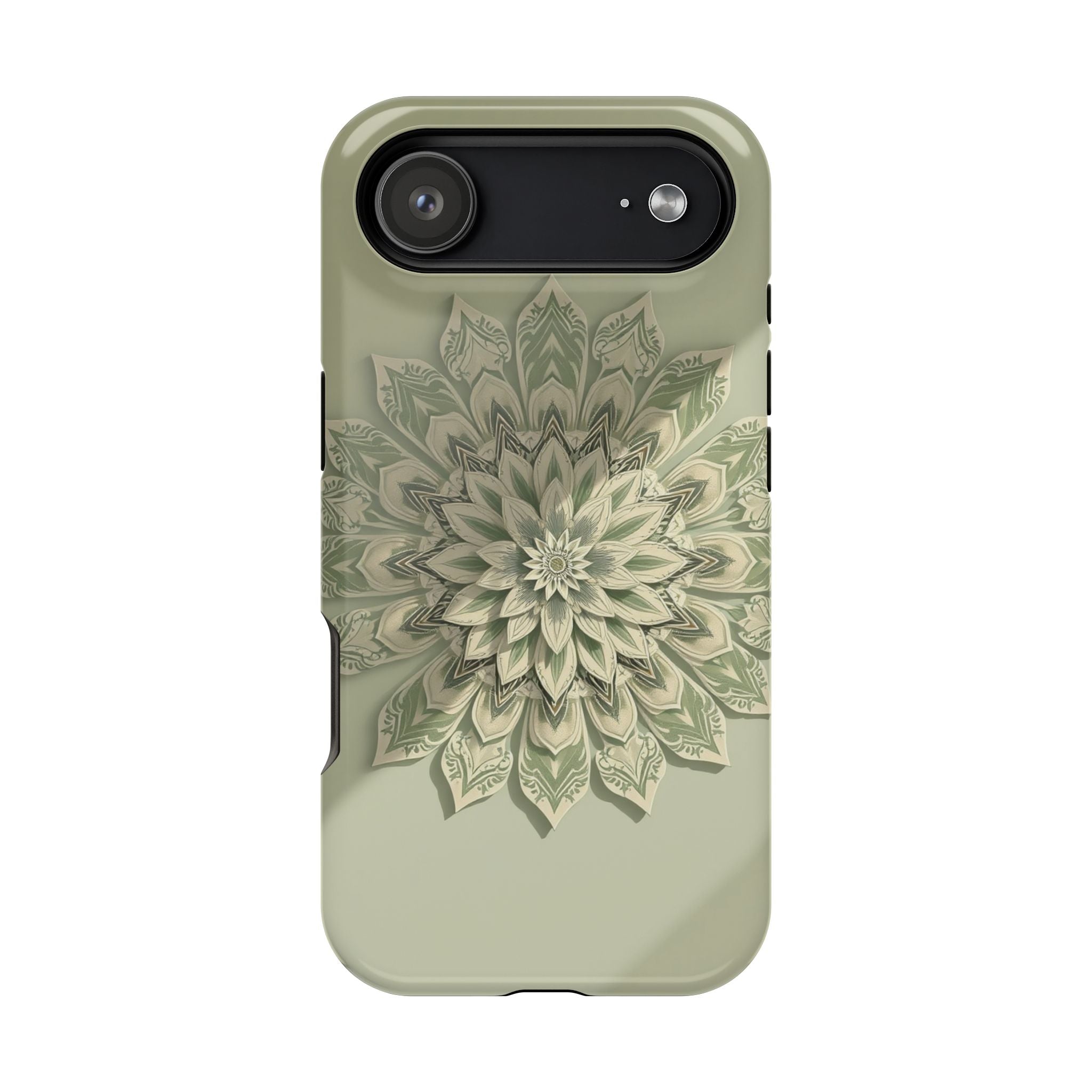 iPhone Sage And Ivory Floral Mandala Slim Everyday Designer Case · iPhone Case