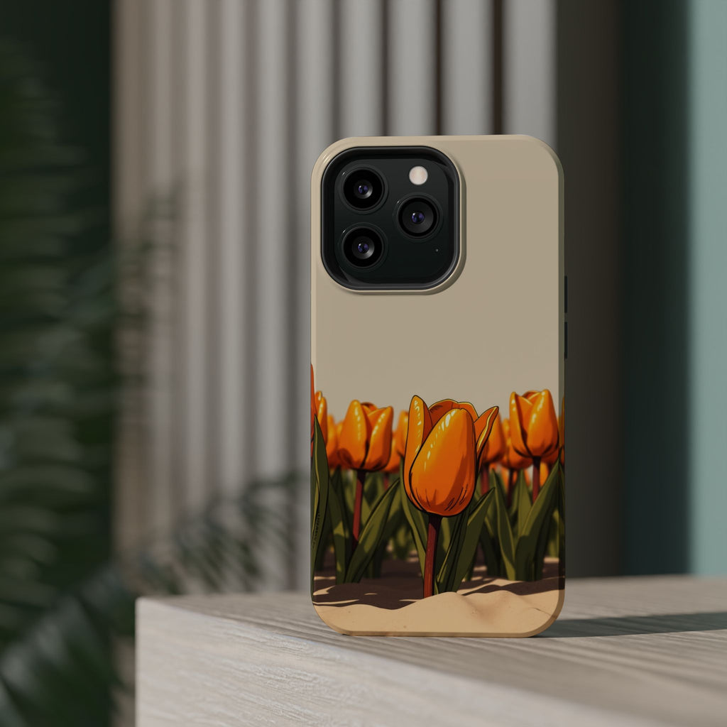 iPhone Burnt Orange And Sand Tulip Row Slim Everyday Designer Case · iPhone Case