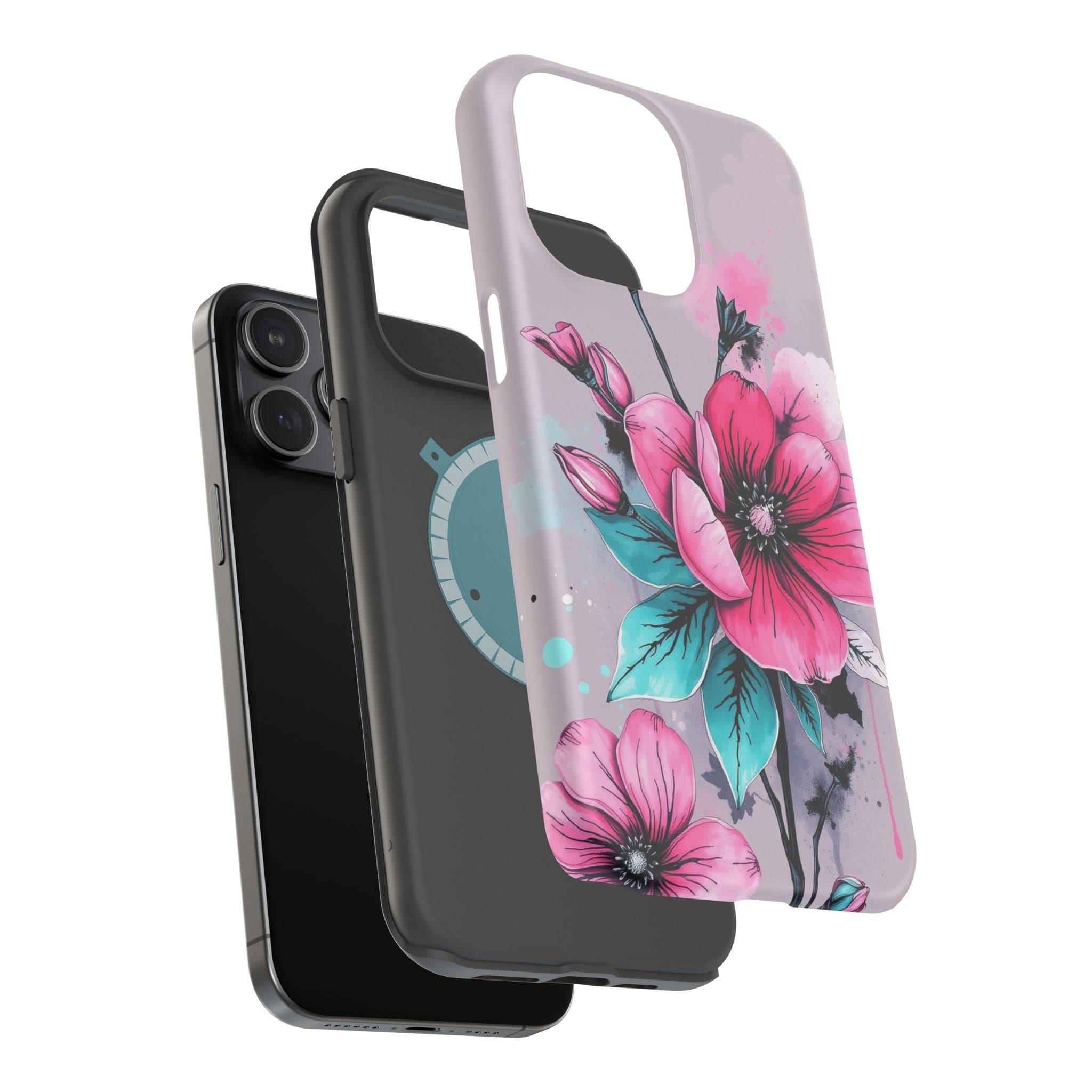 iPhone Mint And Blush Floral Ink Wash Slim Everyday Designer Case · iPhone Case