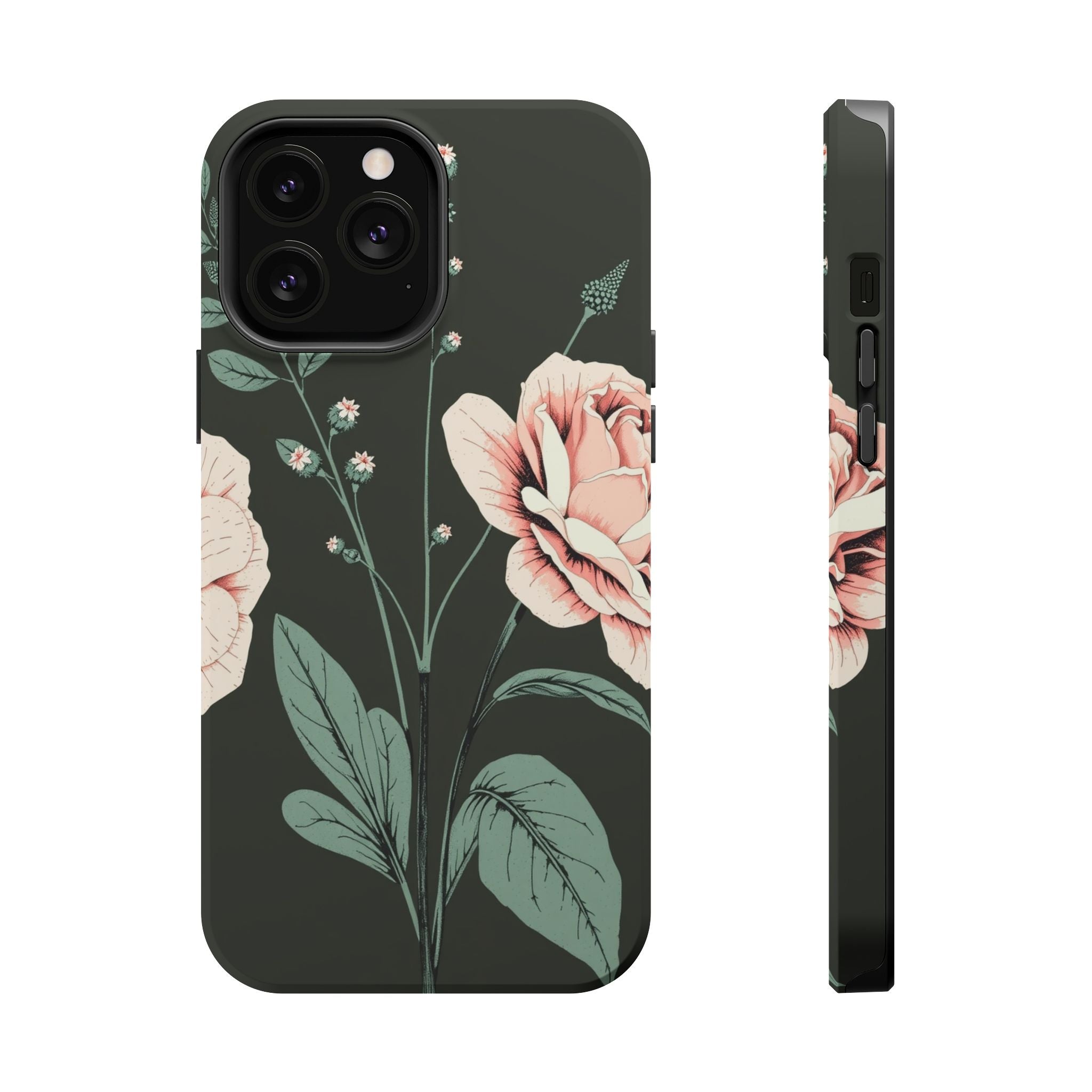 iPhone Mint And Blush Vintage Botanical Print Slim Everyday Designer Case · iPho