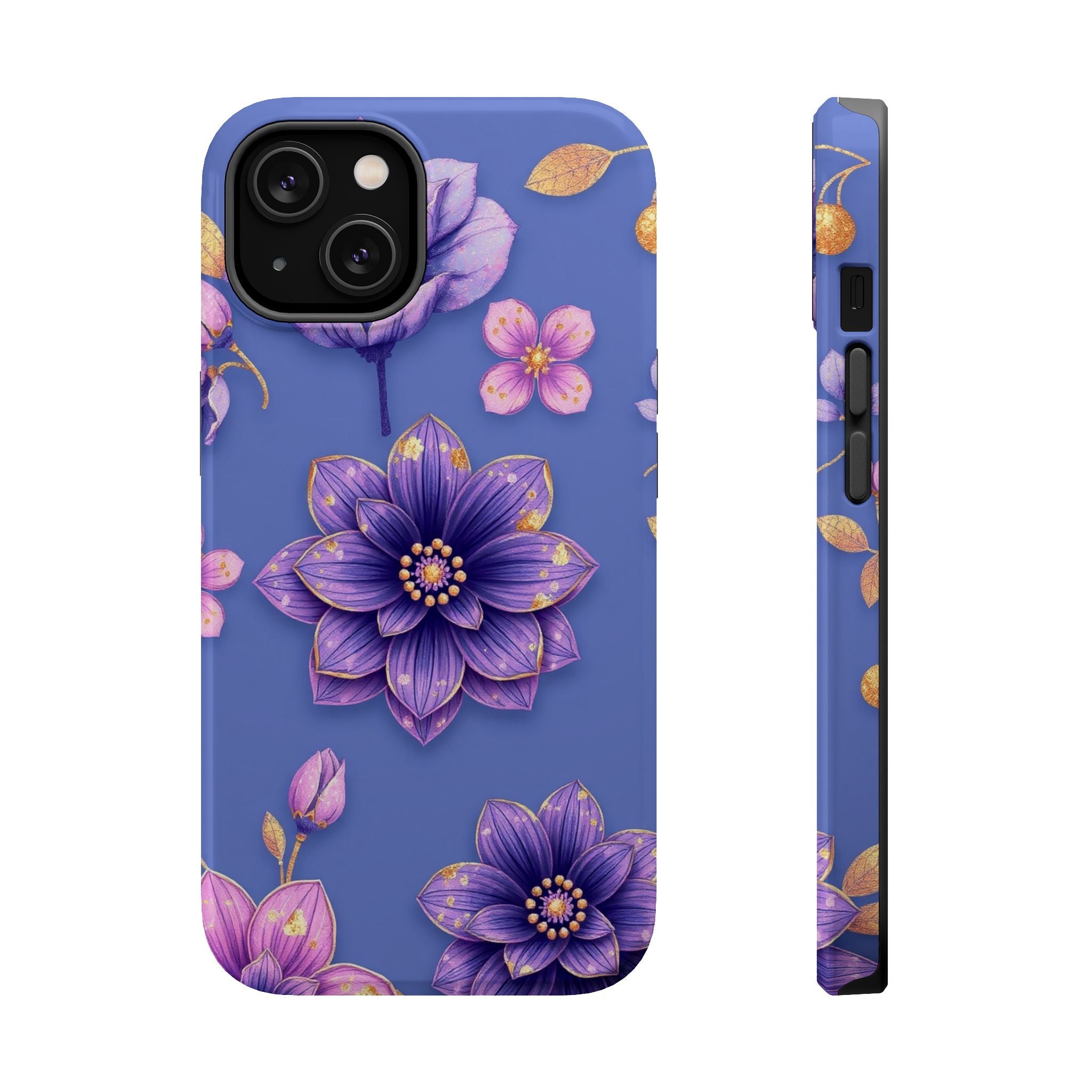 iPhone Indigo And Violet Floral Gold Foil Slim iPhone Everyday Designer · iPhone