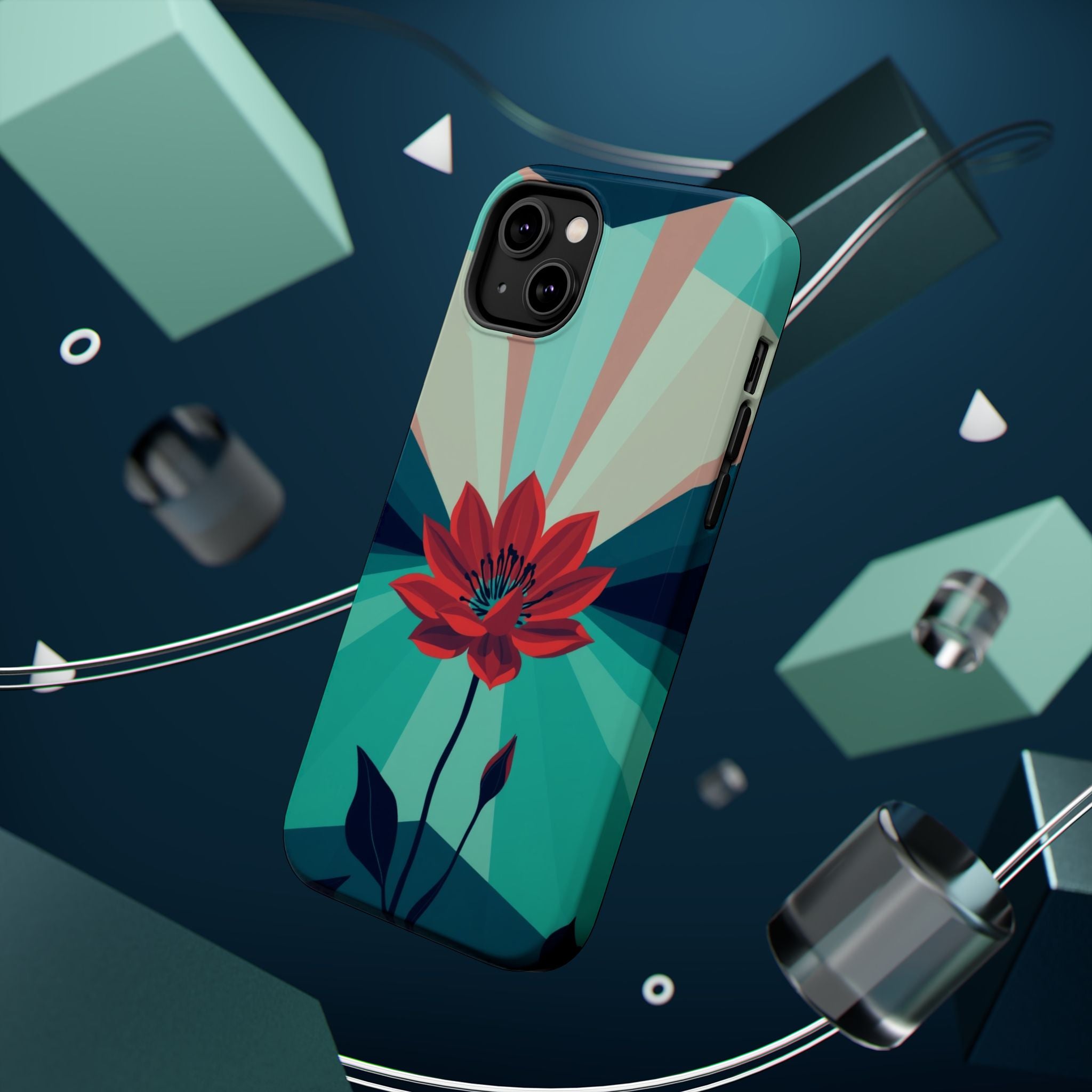 iPhone Teal And Coral Night Bloomer Slim Everyday Designer Case · iPhone Case