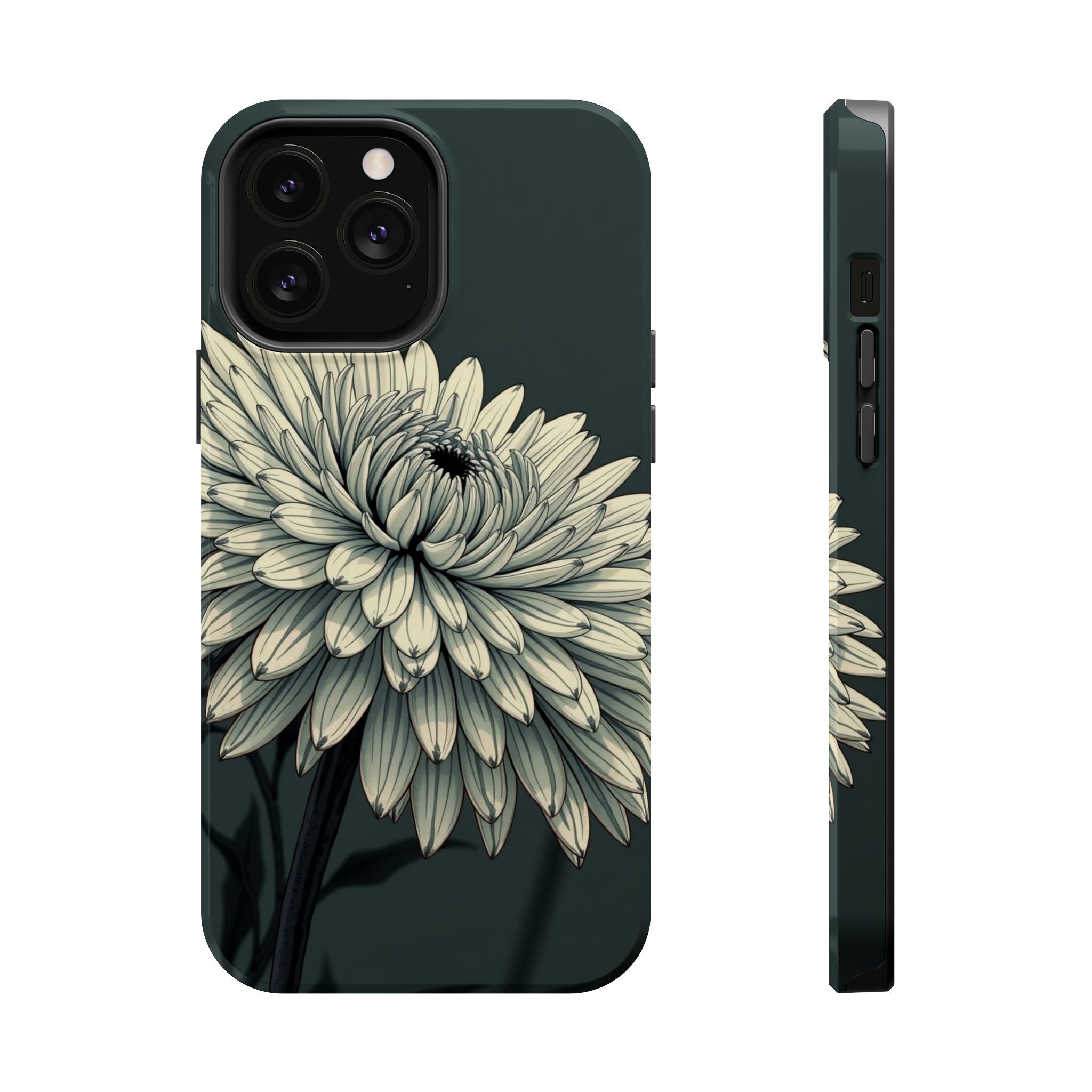 iPhone Chrysanthemum Classic Dark Gothic Ink Carry Case Slim Snap Case · iPhone
