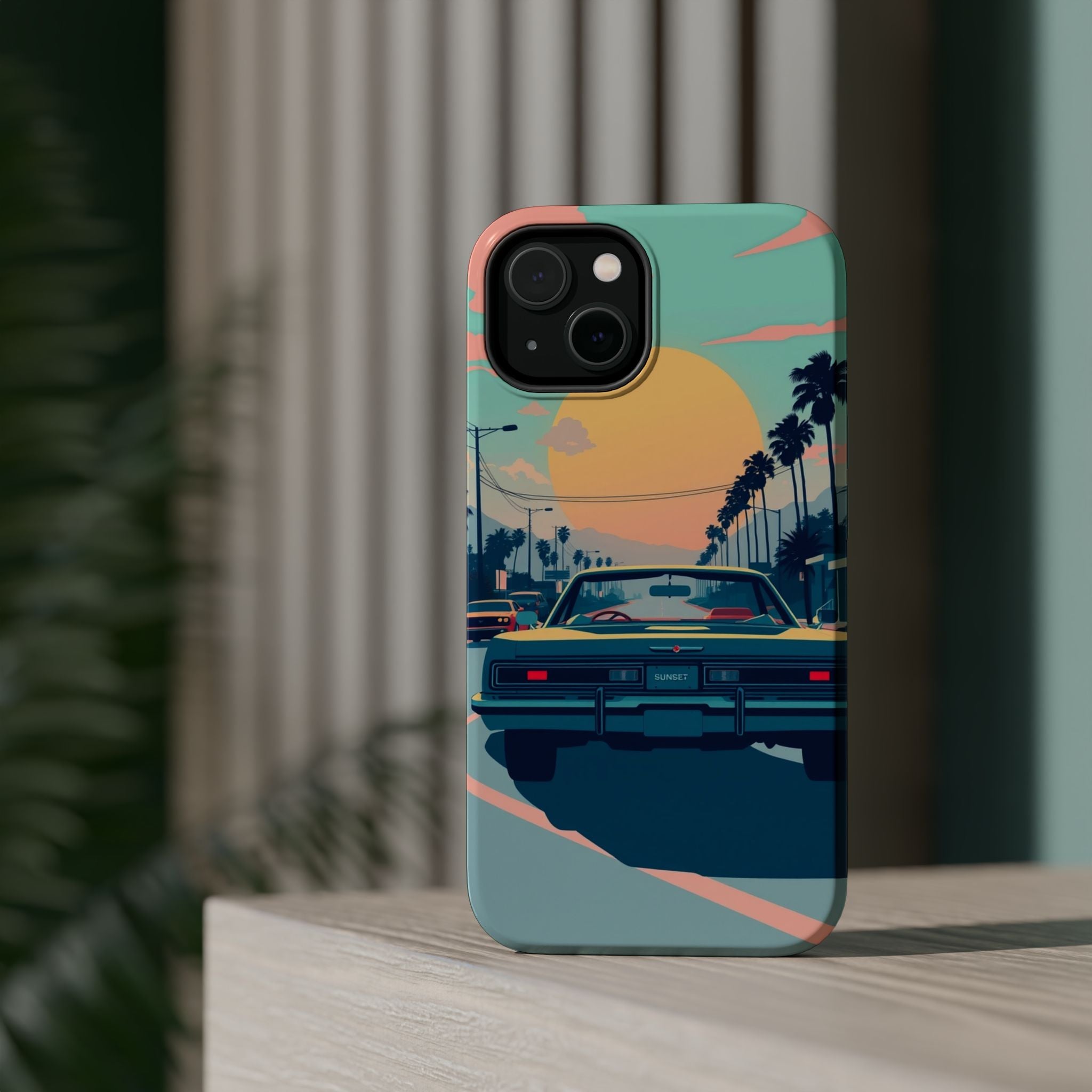 iPhone Sunset Drive 80s Pop Art Bold Slim Everyday Designer Case · iPhone Case