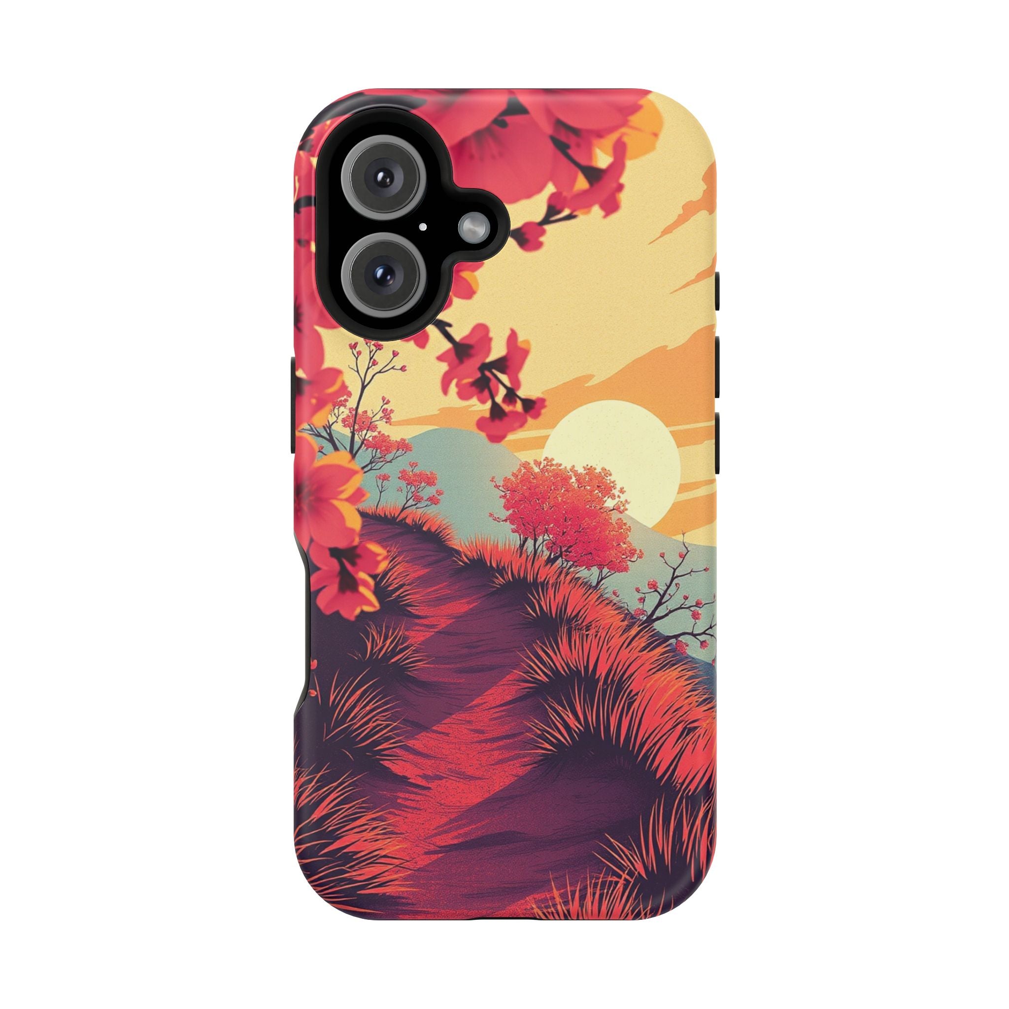 iPhone Sunset Amber And Peach Blossom Trail Soft iPhone 15 Finish · iPhone Case