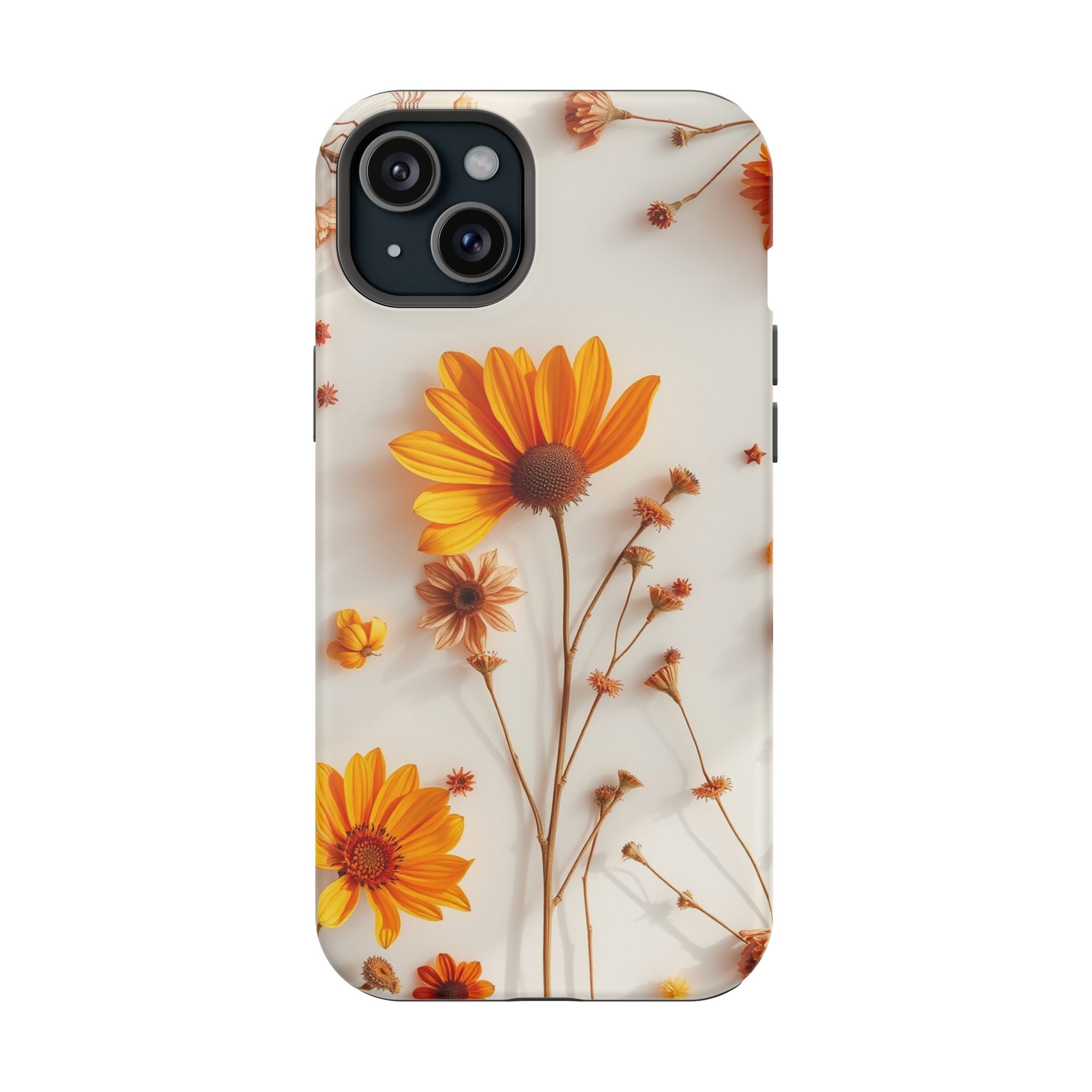 iPhone Mustard And Rust Dried Flower Flat Lay Carry Case Slim Snap Case · iPhone