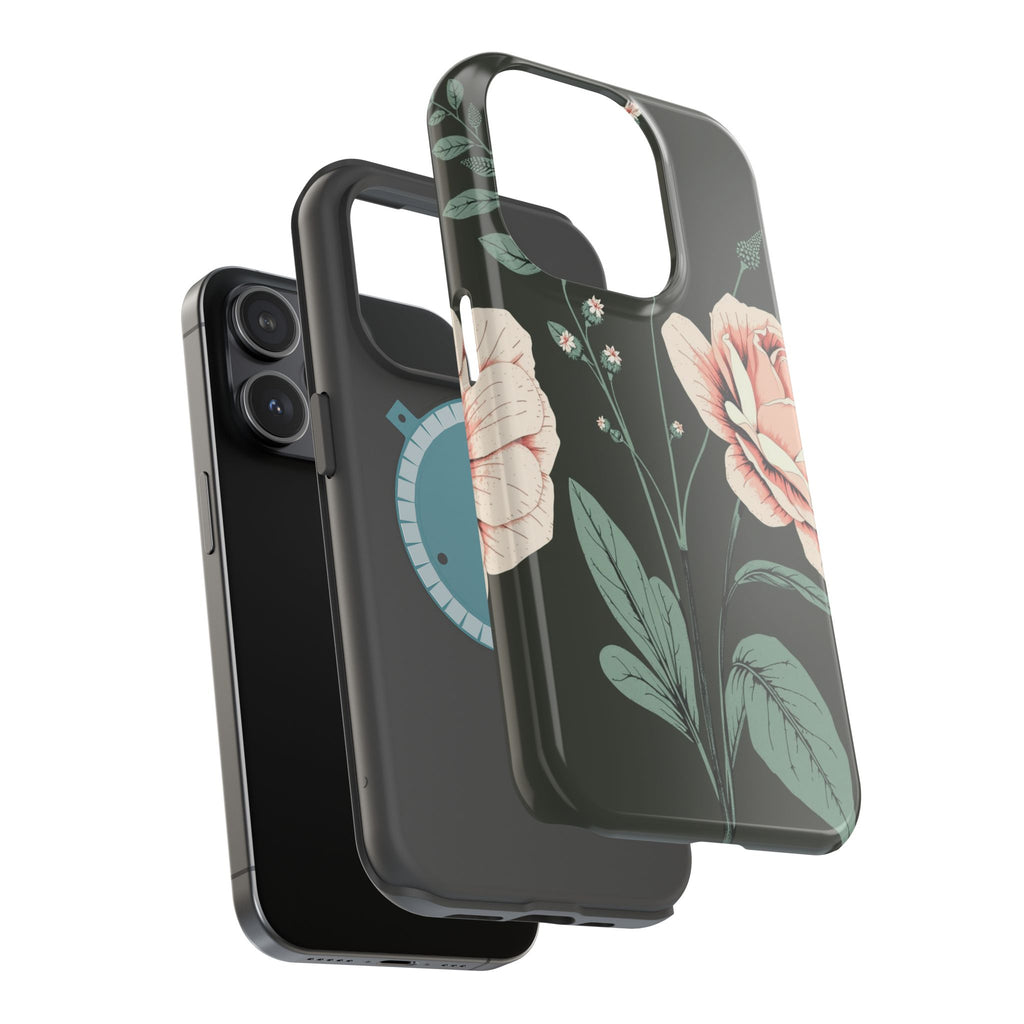 iPhone Mint And Blush Vintage Botanical Print Slim Everyday Designer Case · iPho