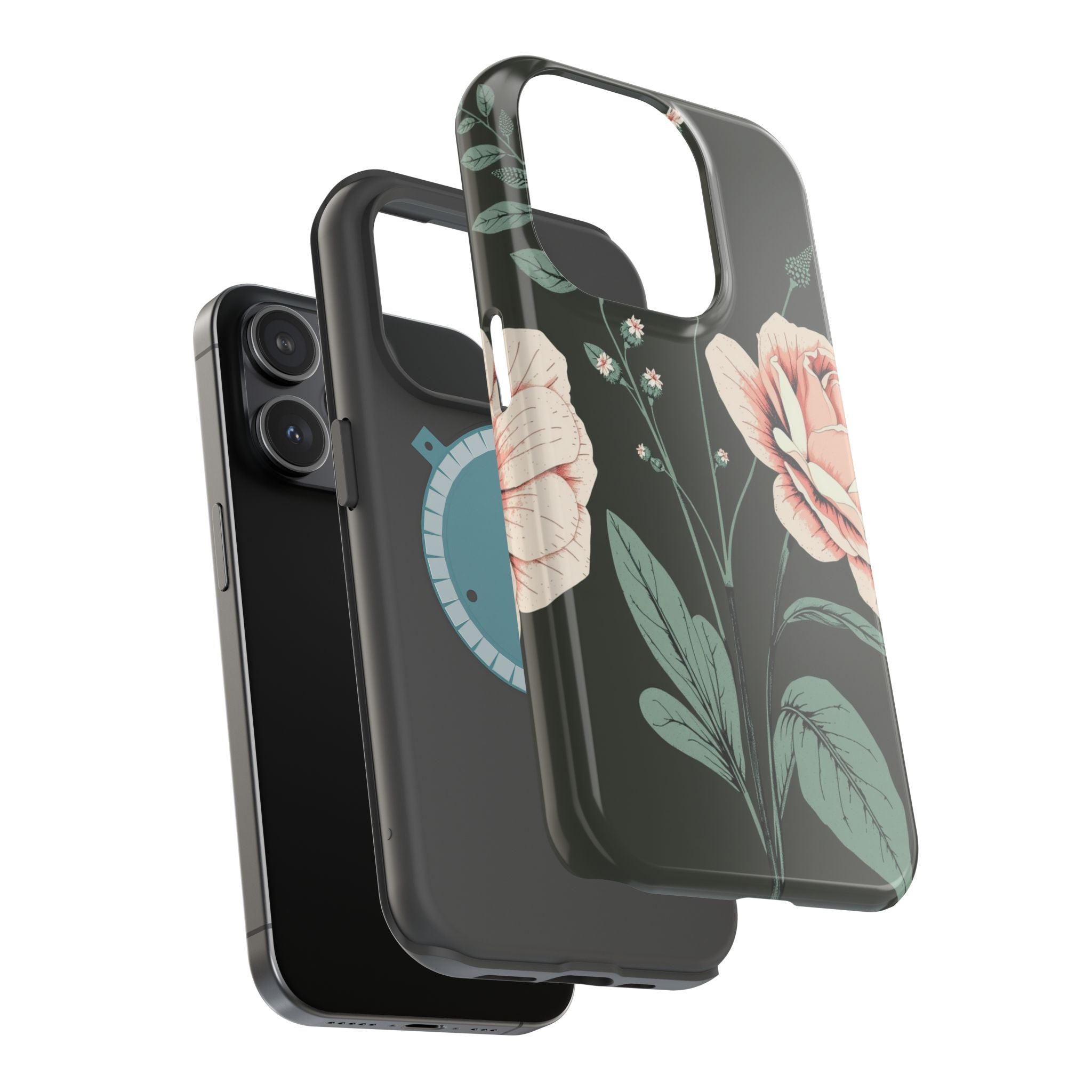 iPhone Mint And Blush Vintage Botanical Print Slim Everyday Designer Case · iPho