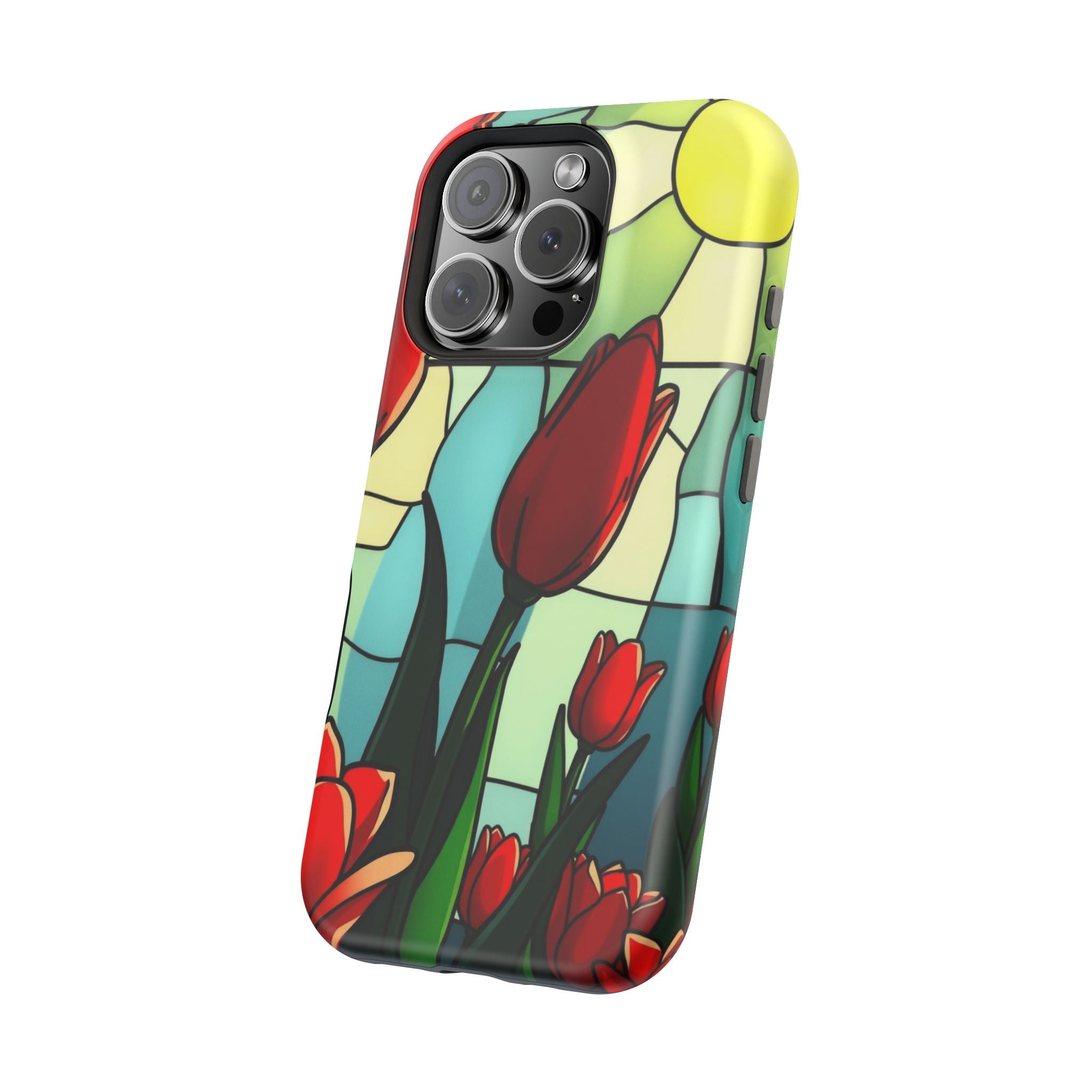 iPhone Tulip Row Stained Glass Slim Everyday Designer Case · iPhone Case