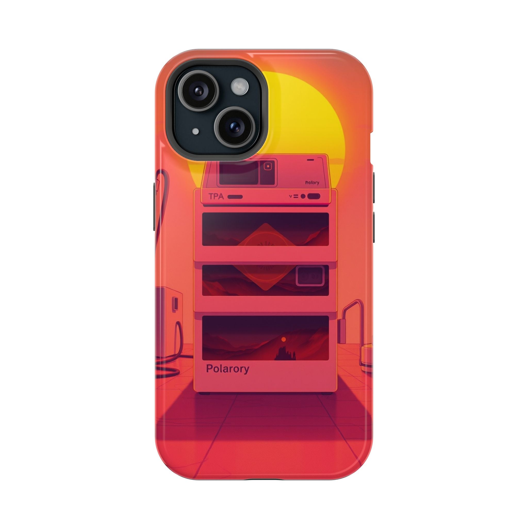 iPhone Polaroid Stack Memory Neon Cyberpunk Slim Everyday Designer Case · iPhone