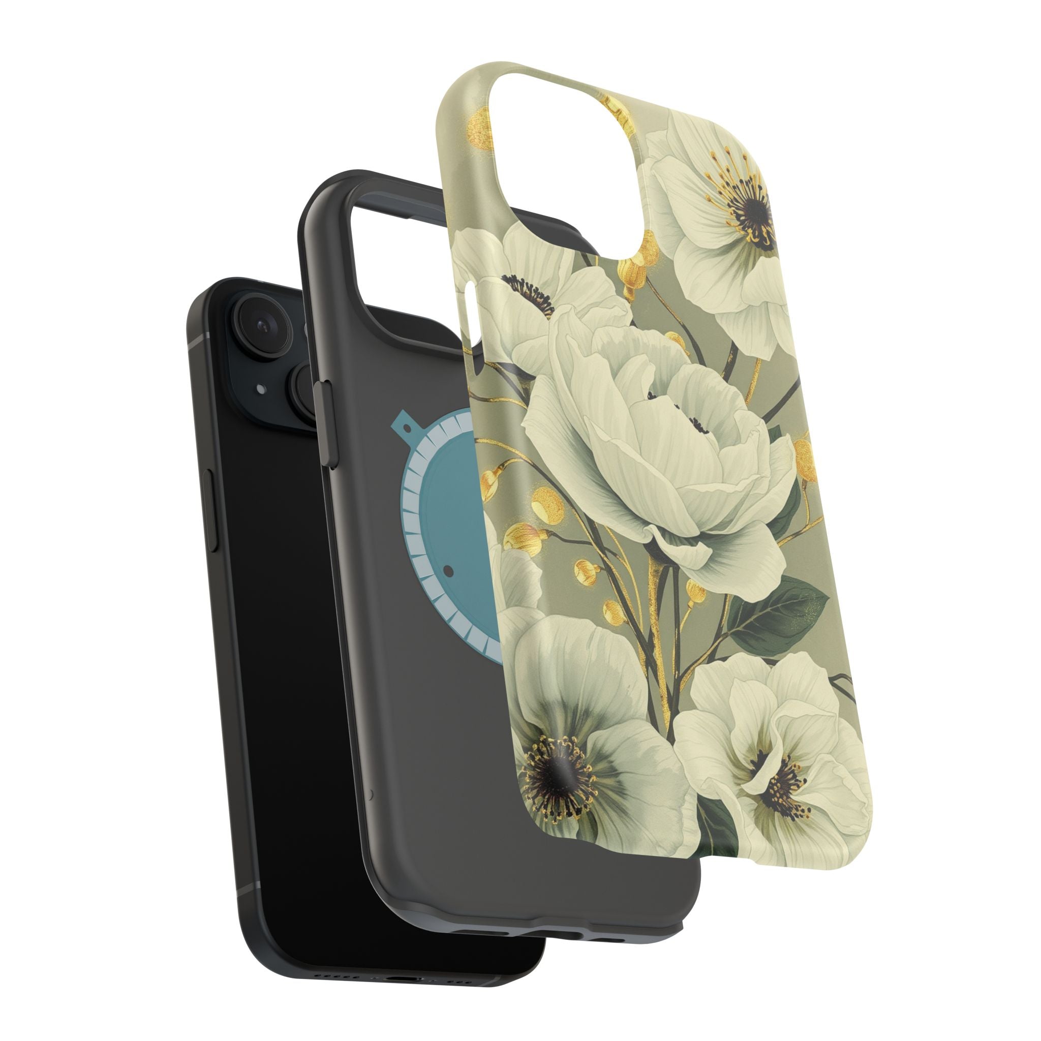 iPhone Sage And Ivory Floral Ink Wash Slim Everyday iPhone 14 Designer · iPhone