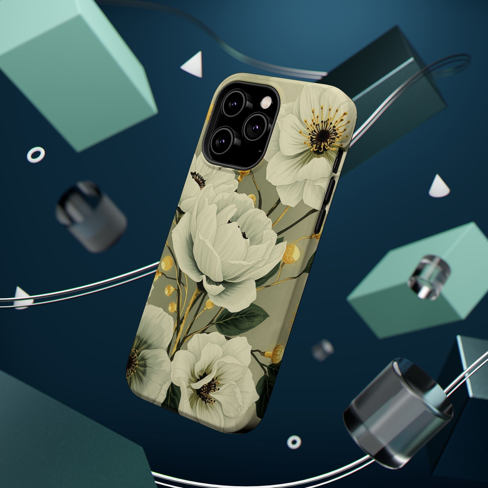 iPhone Sage And Ivory Floral Ink Wash Slim Everyday iPhone 14 Designer · iPhone