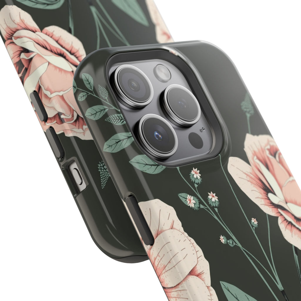 iPhone Mint And Blush Vintage Botanical Print Slim Everyday Designer Case · iPho