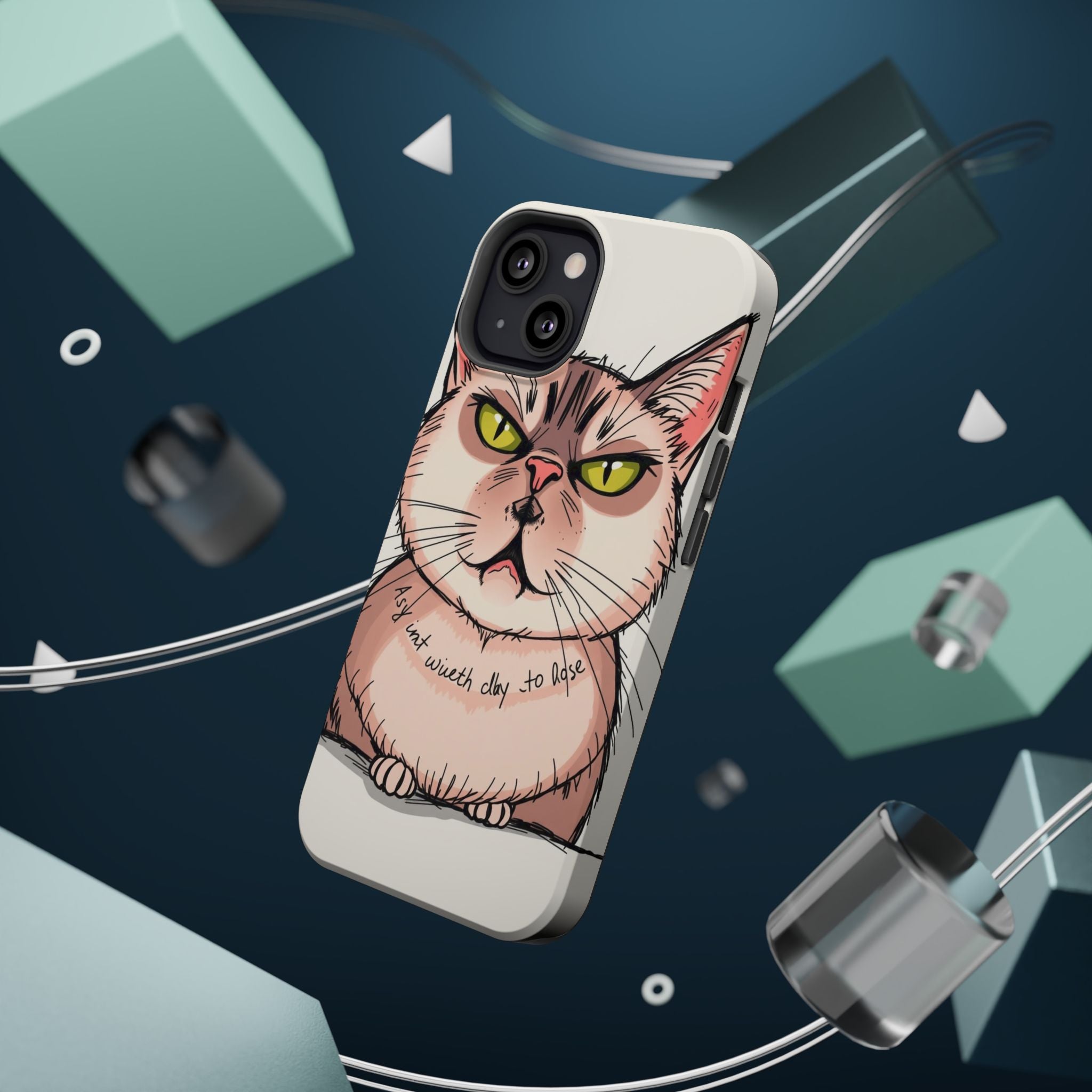 iPhone Sarcastic Cat Verdict Hand-Drawn Sketch Soft Finish Everyday Case · iPhon