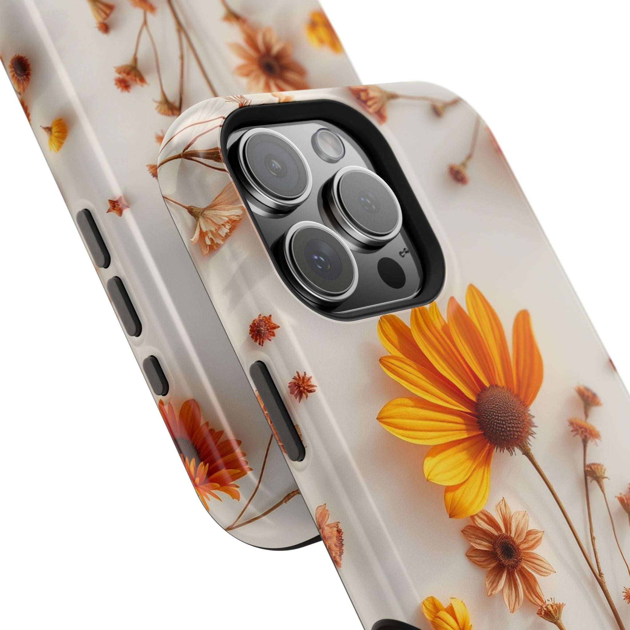 iPhone Mustard And Rust Dried Flower Flat Lay Carry Case Slim Snap Case · iPhone