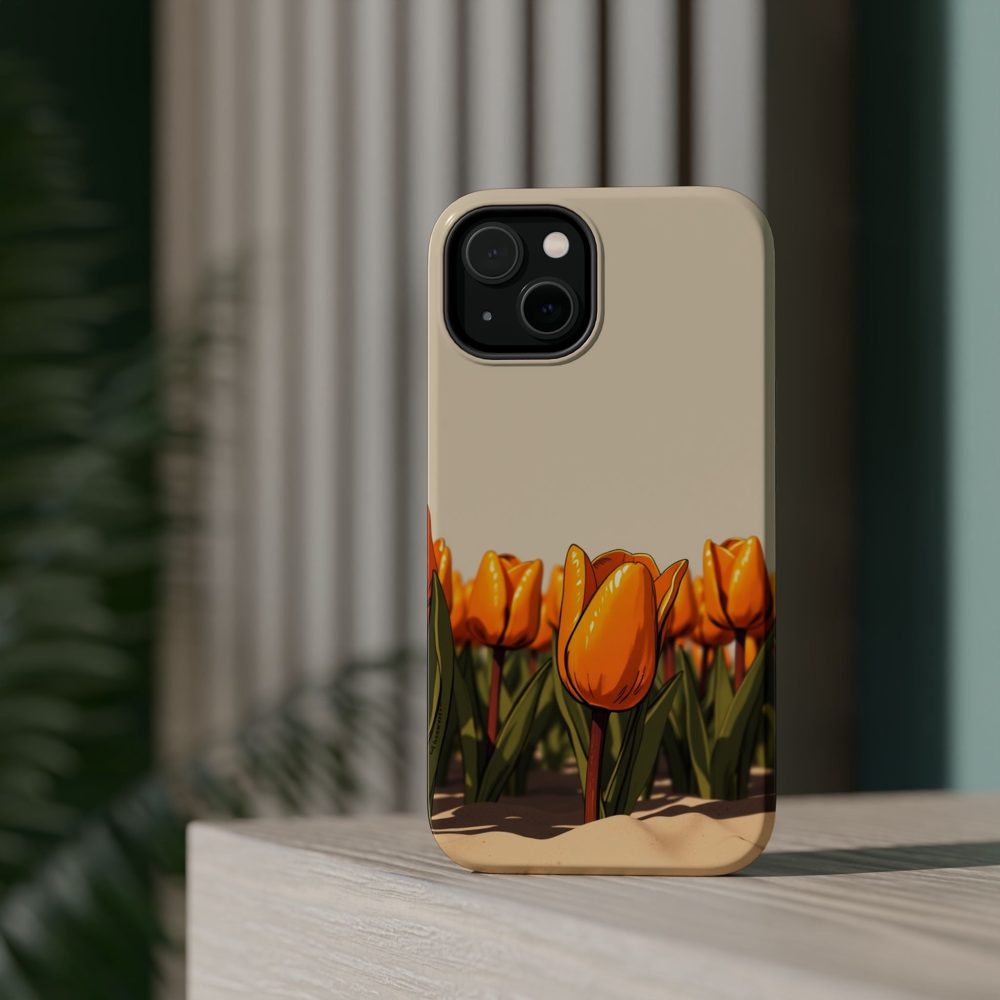 iPhone Burnt Orange And Sand Tulip Row Slim Everyday Designer Case · iPhone Case