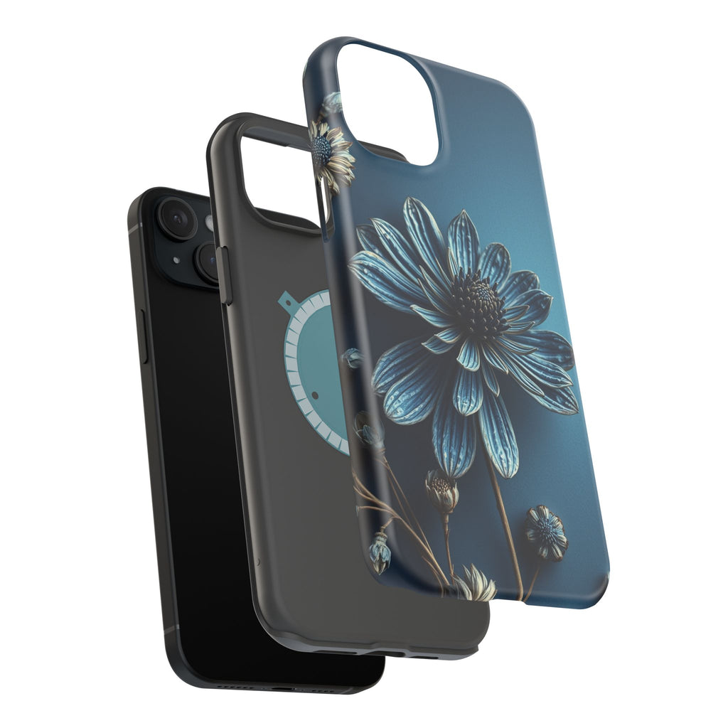 iPhone Midnight Blue And Silver Dried Flower Flat Lay iPhone 15 · iPhone Case