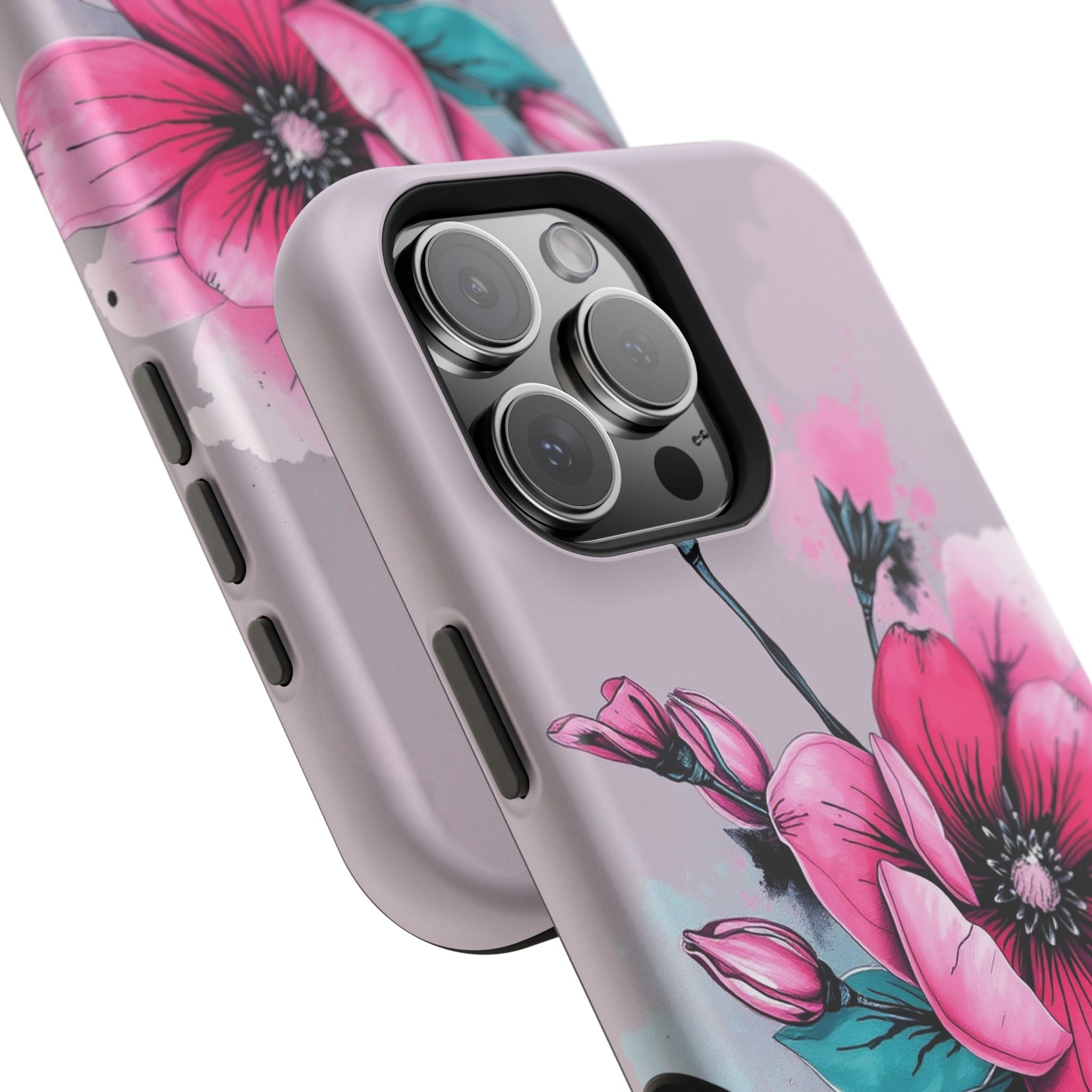 iPhone Mint And Blush Floral Ink Wash Slim Everyday Designer Case · iPhone Case