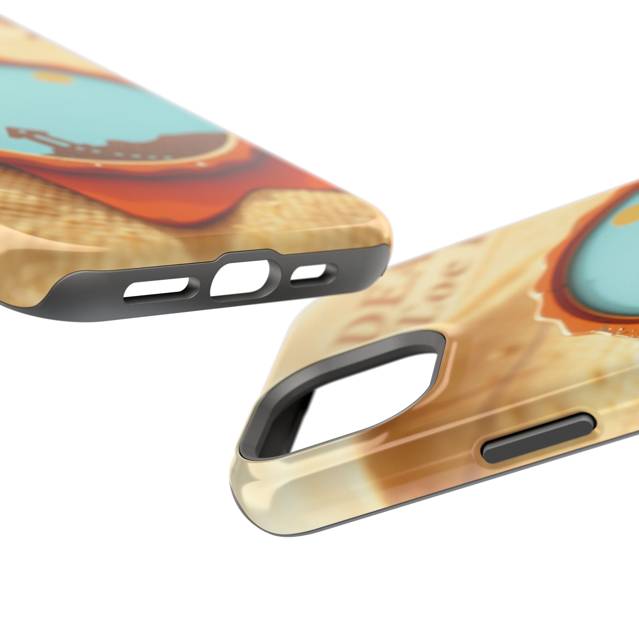 iPhone Burnt Orange And Sand Retro Travel Badge Soft Finish Everyday Case · iPho