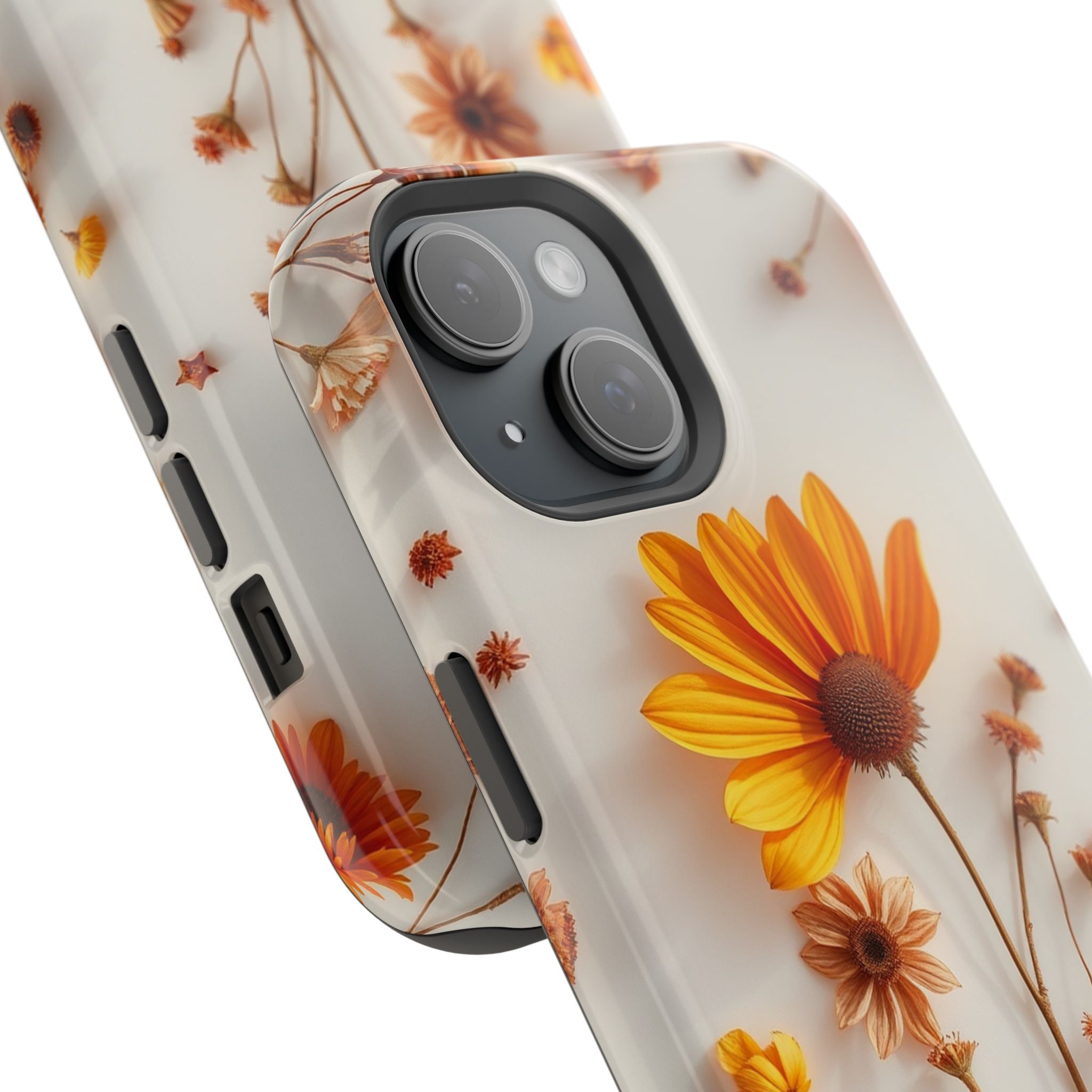 iPhone Mustard And Rust Dried Flower Flat Lay Carry Case Slim Snap Case · iPhone