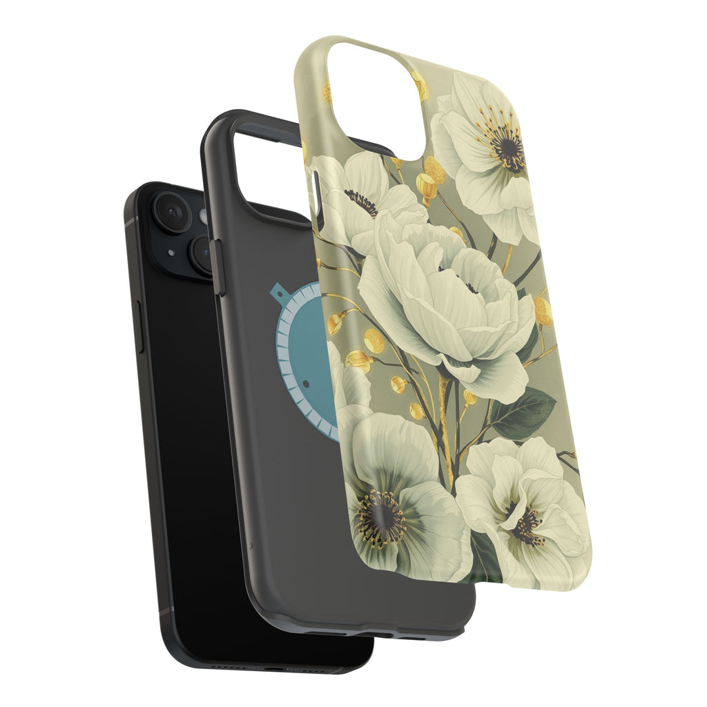 iPhone Sage And Ivory Floral Ink Wash Slim Everyday iPhone 14 Designer · iPhone