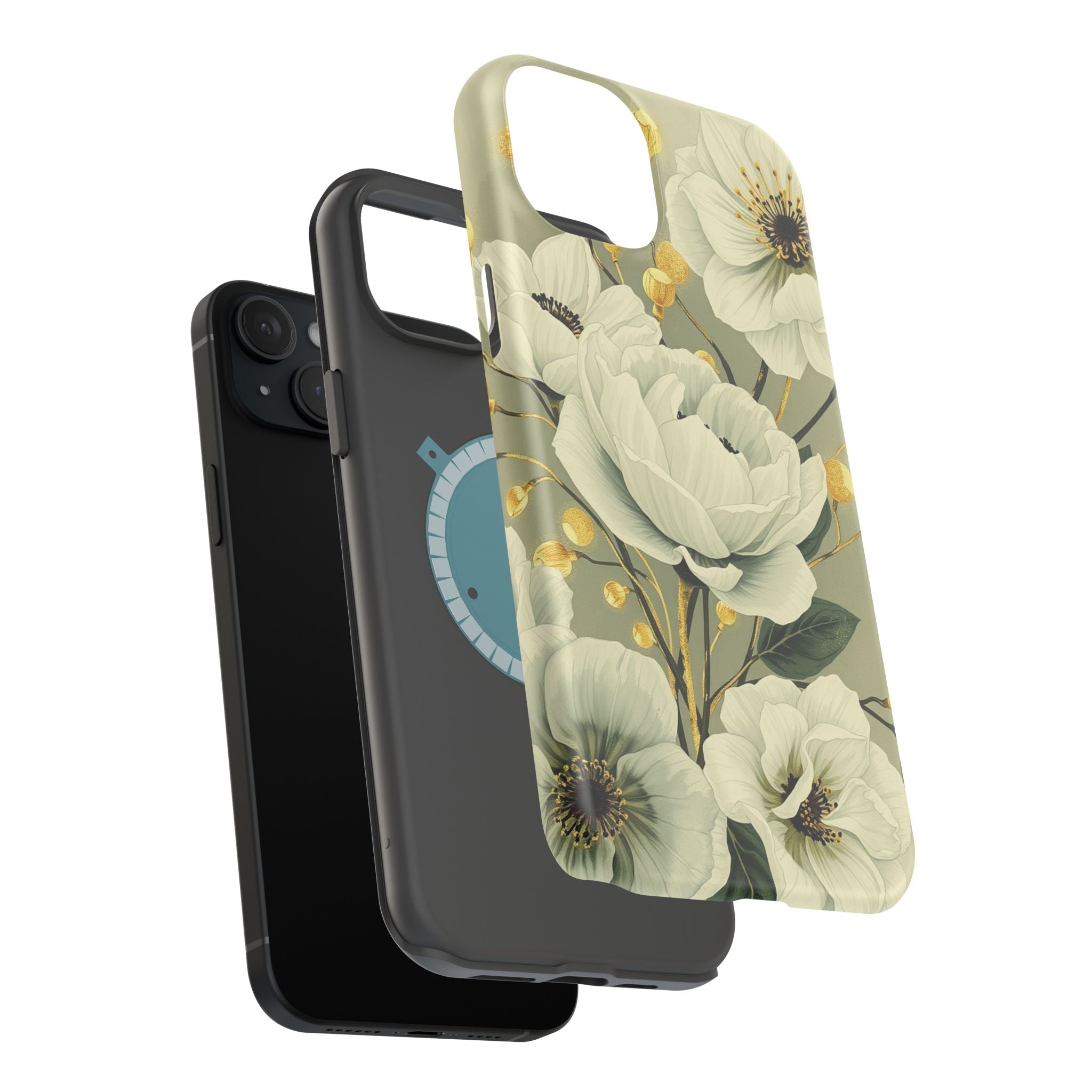 iPhone Sage And Ivory Floral Ink Wash Slim Everyday iPhone 14 Designer · iPhone