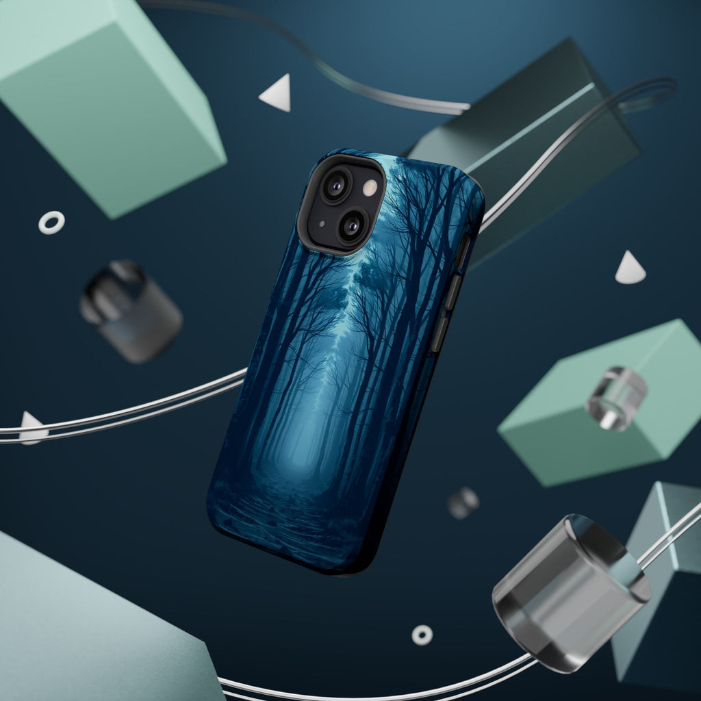 iPhone Midnight Blue And Silver Misty Forest Path iPhone Clean Minimal · iPhone