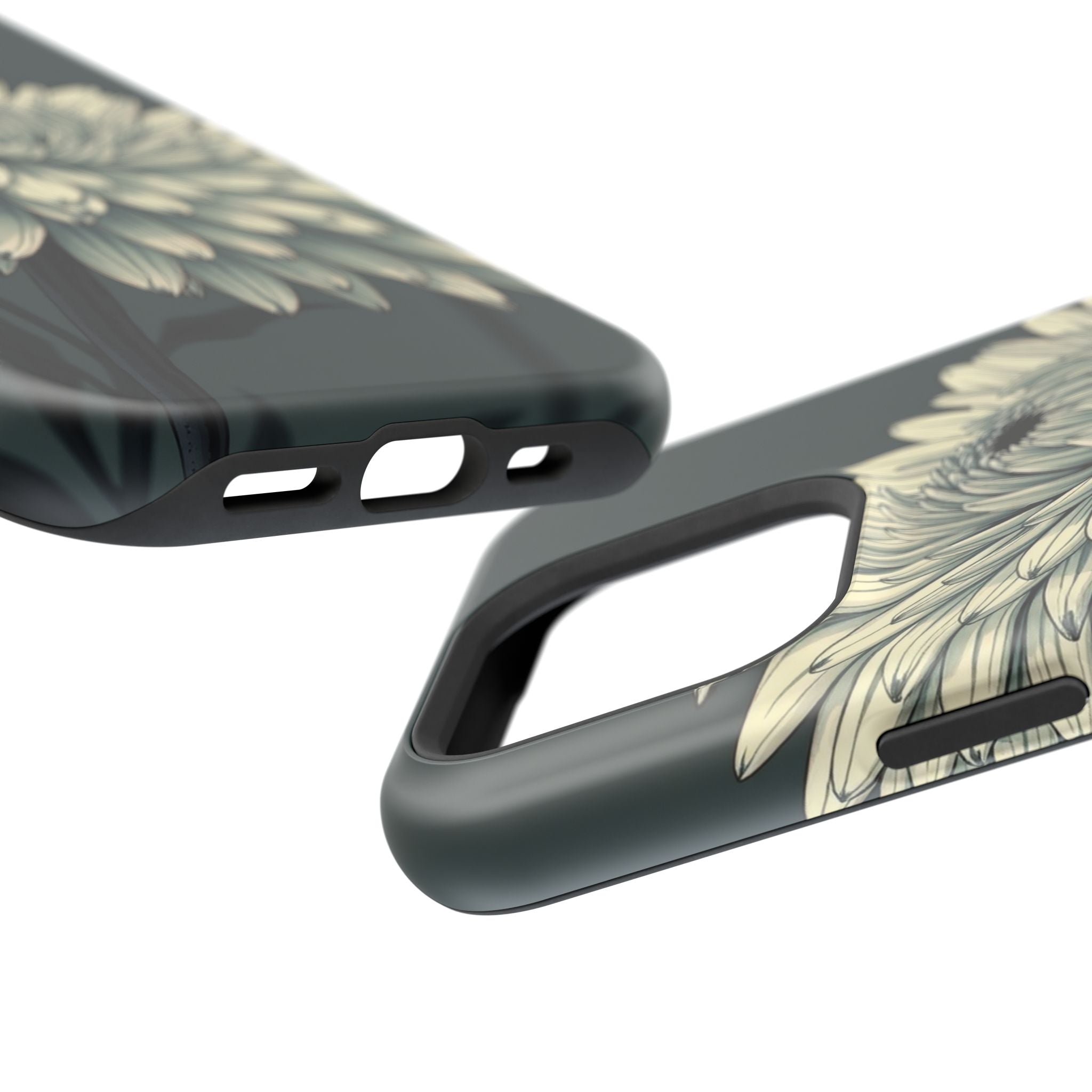 iPhone Chrysanthemum Classic Dark Gothic Ink Carry Case Slim Snap Case · iPhone