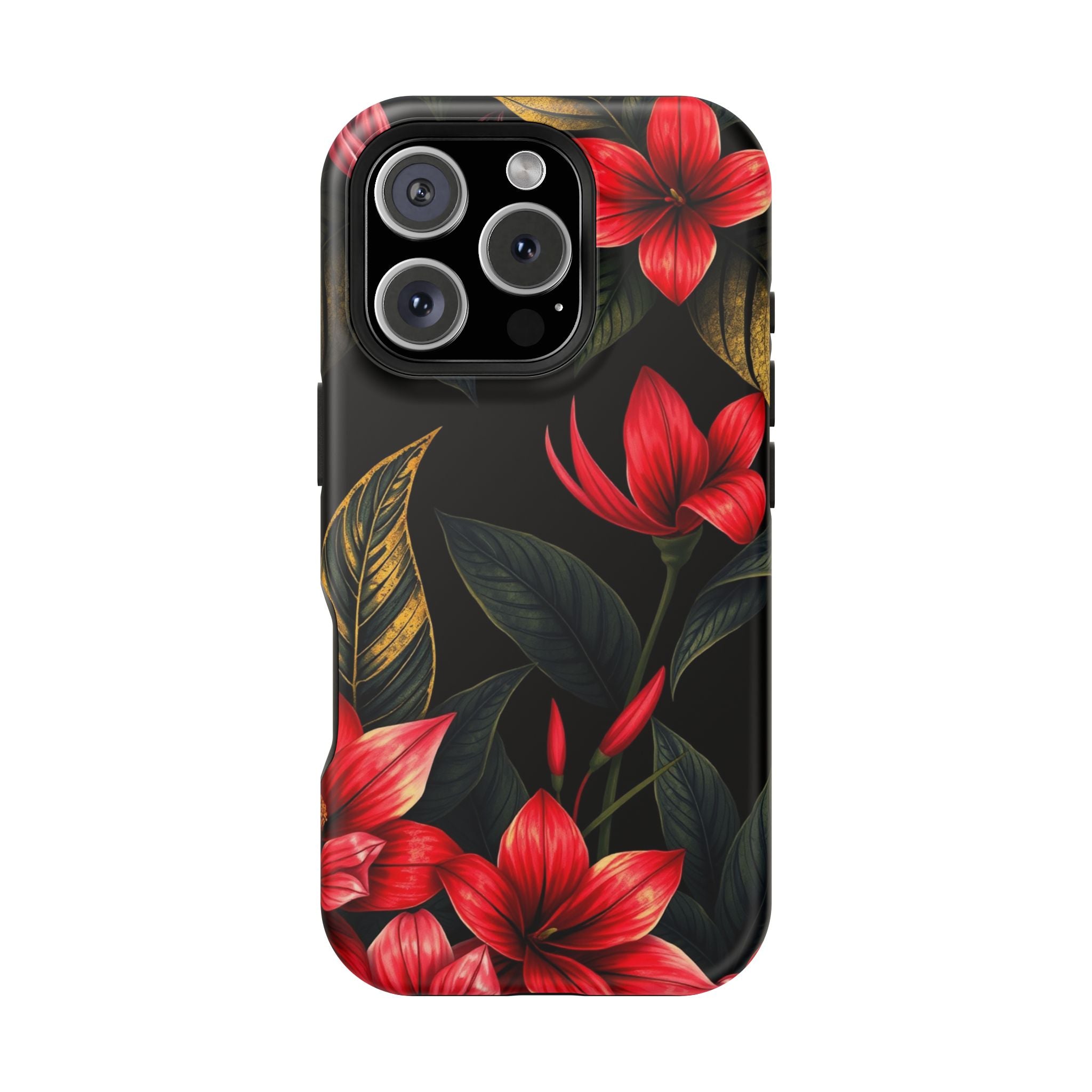iPhone Black And Crimson Jungle Floral Slim Everyday Designer Case · iPhone Case