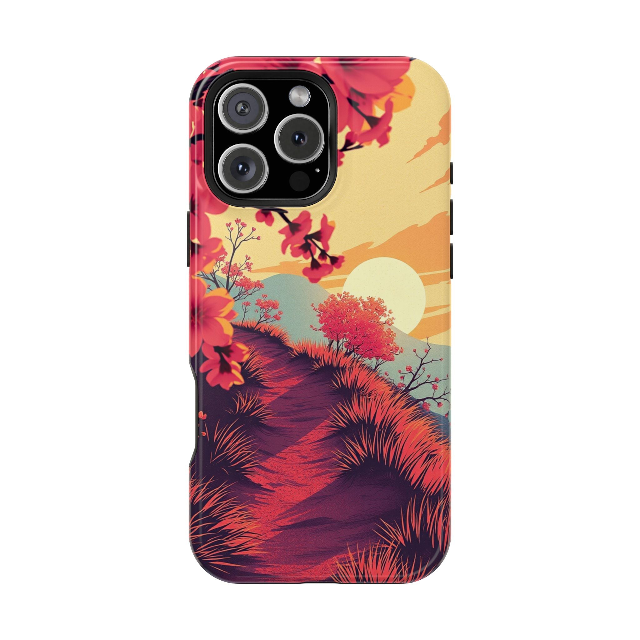 iPhone Sunset Amber And Peach Blossom Trail Soft iPhone 15 Finish · iPhone Case