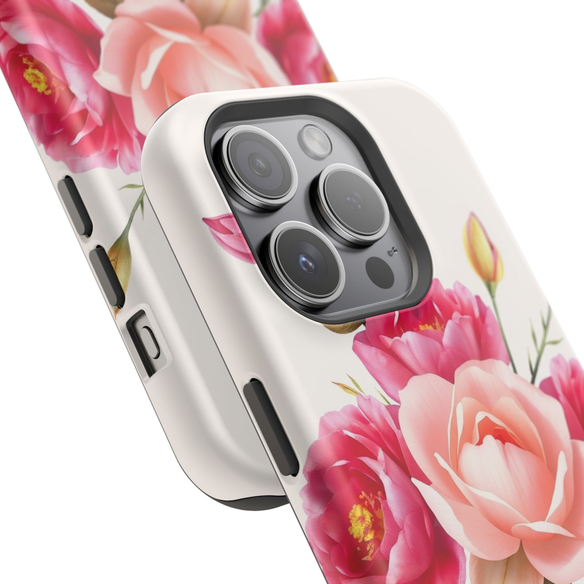 iPhone Rose Pink And Cream Neon Floral Slim Everyday Designer Case · iPhone Case