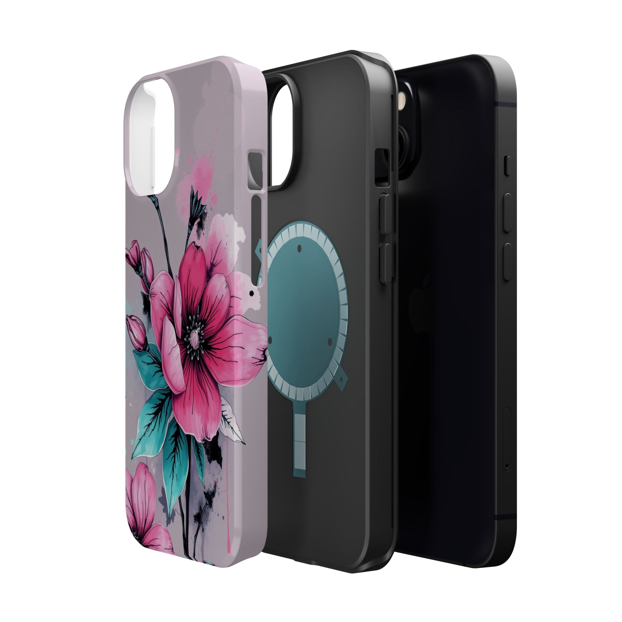 iPhone Mint And Blush Floral Ink Wash Slim Everyday Designer Case · iPhone Case